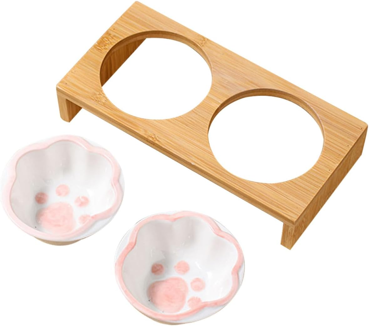 Kisangel Ceramic Cat Feeding Bowl Set with Elevated Rack, Anti-Slip Reusable Pet Food Bowls for Cats and Kittens, Comfortable Height for Healthy Dining and Neck Protection image number 5