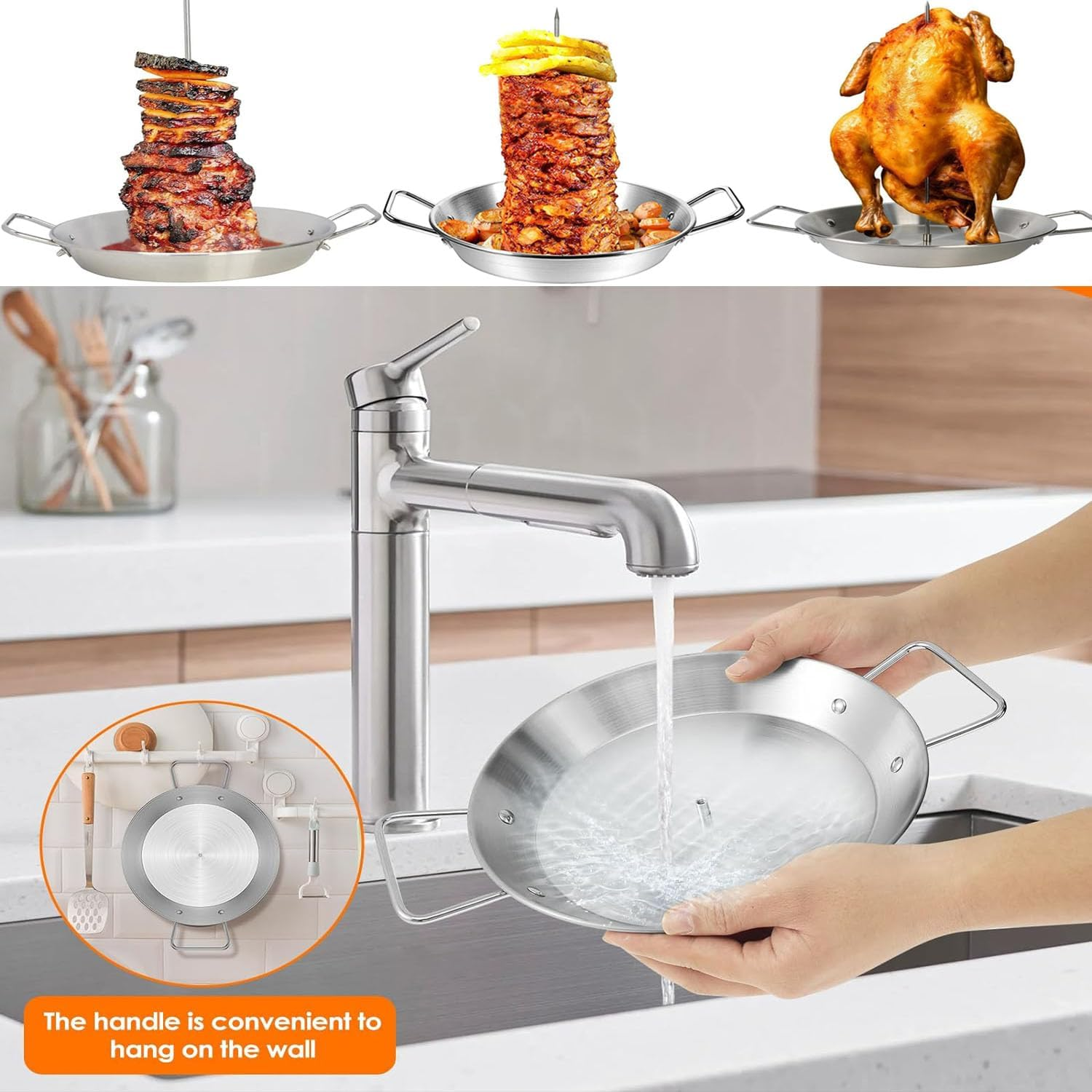 Vertical Skewer Grill, 304 Stainless Steel Vertical Skewer with 8/10/12Inch Roasting Sticks, Reusable Vertical Barbecue Rack Vertical Roasting Pans Grill Accessory for Picnic Kebabs image number 3