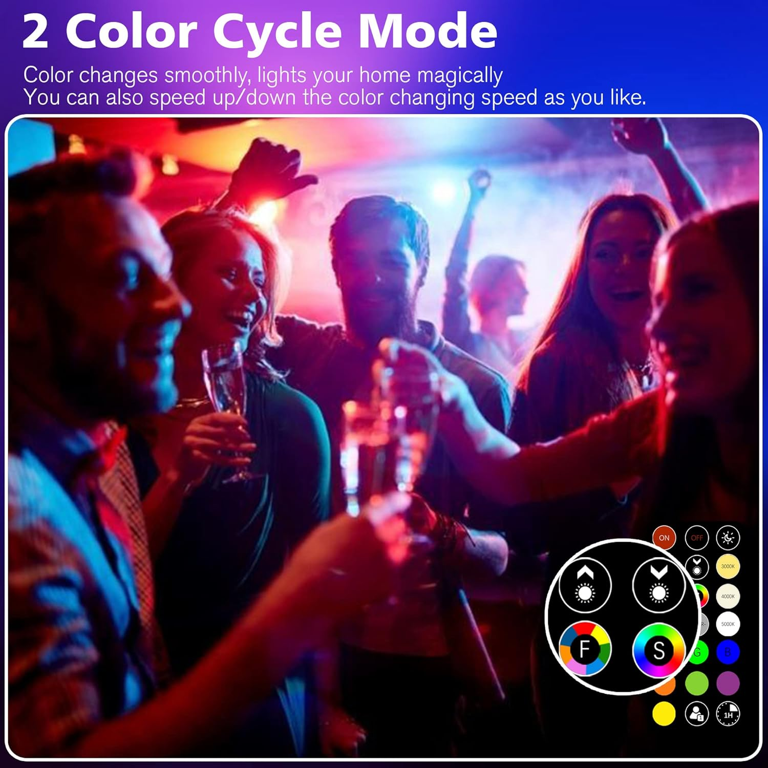 FTL RGB Colour Changing LED Bulb with Remote Control, B22 Bayonet Light Bulb 5W 40W Equivalent Dimmable, A50 Multicolour Light Bulb for Home Decoration Party Mood Lighting 6-Pack image number 4