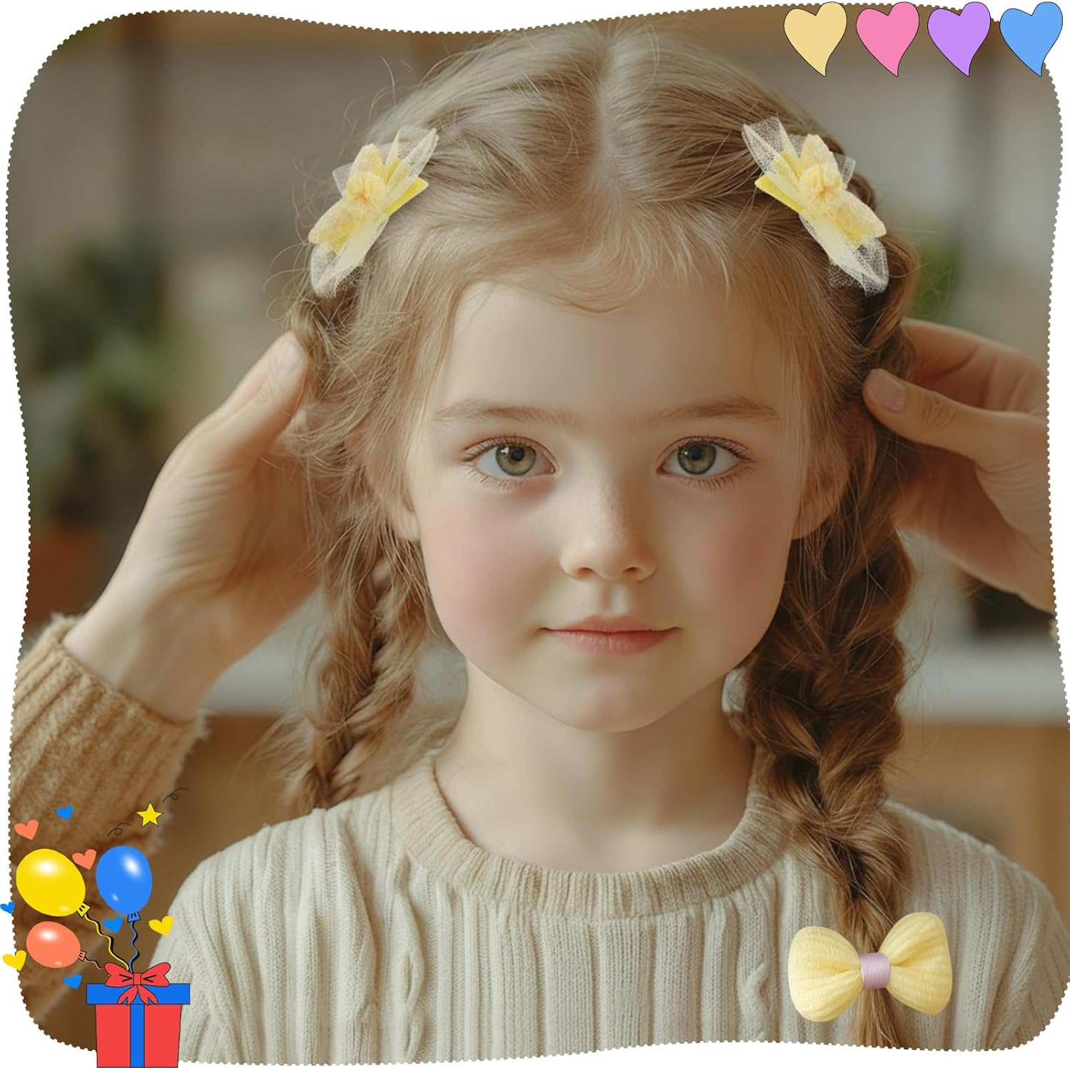 Dusaniyali Pack of 34 Flower Hair Clips Girls - Cute Hair Clips Set Baby Hair Bows with Flowers, Bows for Baby and Children, Multicoloured Hair Accessories for Girls image number 3