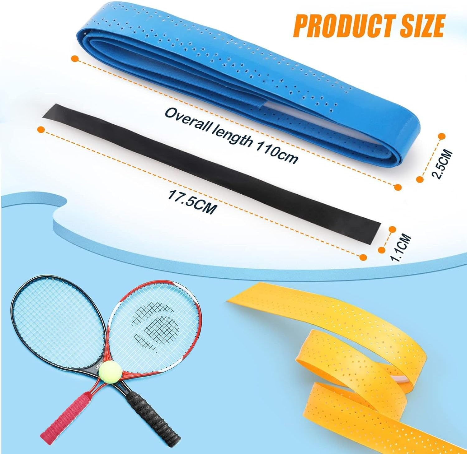 6 PCS Badminton Racket Non-Slip Strap, Tennis Badminton Racket Overgrips Tape,Grip Strap for Tennis Racket, Superabsorbent,Suitable for Tennis Racket, Tadminton Racket image number 6