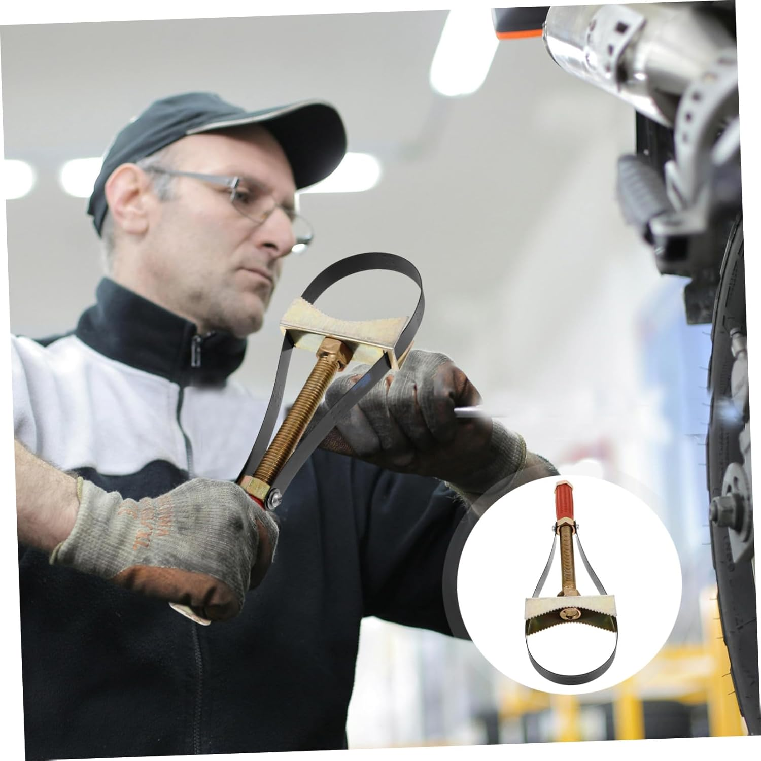 MOLUCKFU Heavy Duty Steel Strap Oil Filter Wrench Tool Adjustable Filter Removal Spanner for Automotive Maintenance image number 2