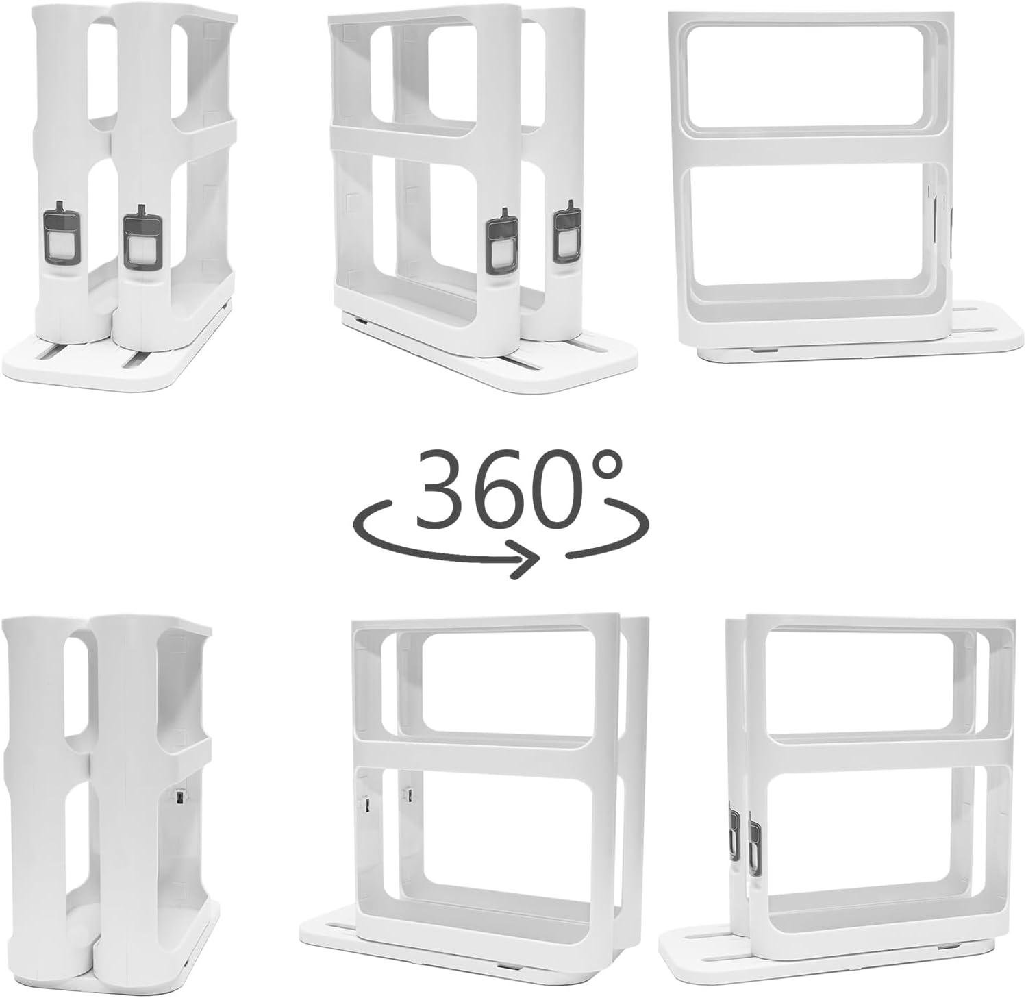 Xoxle Medicine Cabinet Organizer 360&deg;Rotating Spice Rack 2-Tier Adjustable Magnetic Shelves with Non-Slip Base, Fits 24 Jars | Space-Saving Kitchen Cabinet & Countertop Storage 10.5 X 5.25 X 10.5 Inch