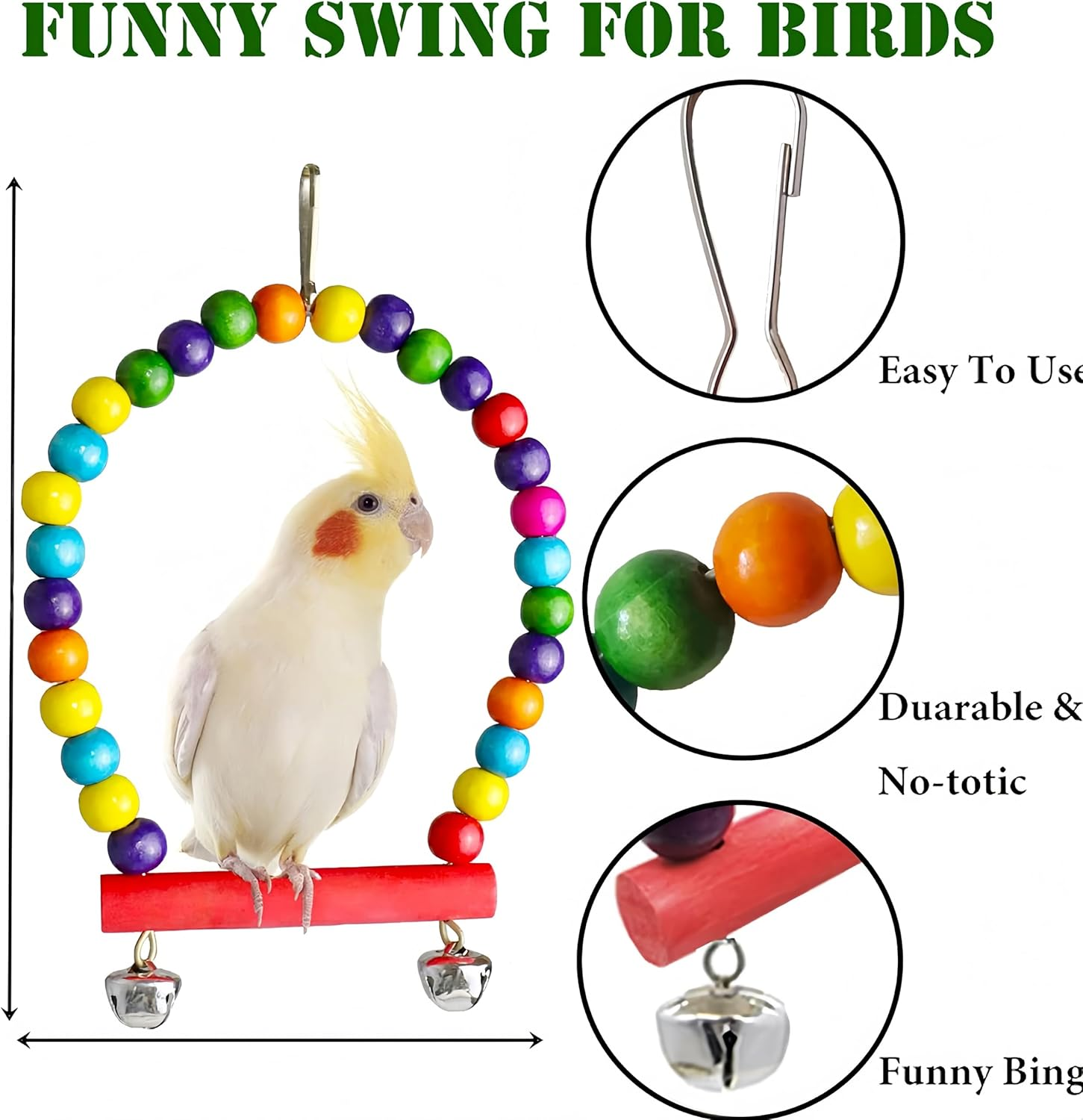 13Pcs Bird Toys for Budgie Parrot Bird Cage Perch Accessories Swing Hanging Standing Chewing Toy Hammock Climbing Ladder image number 4