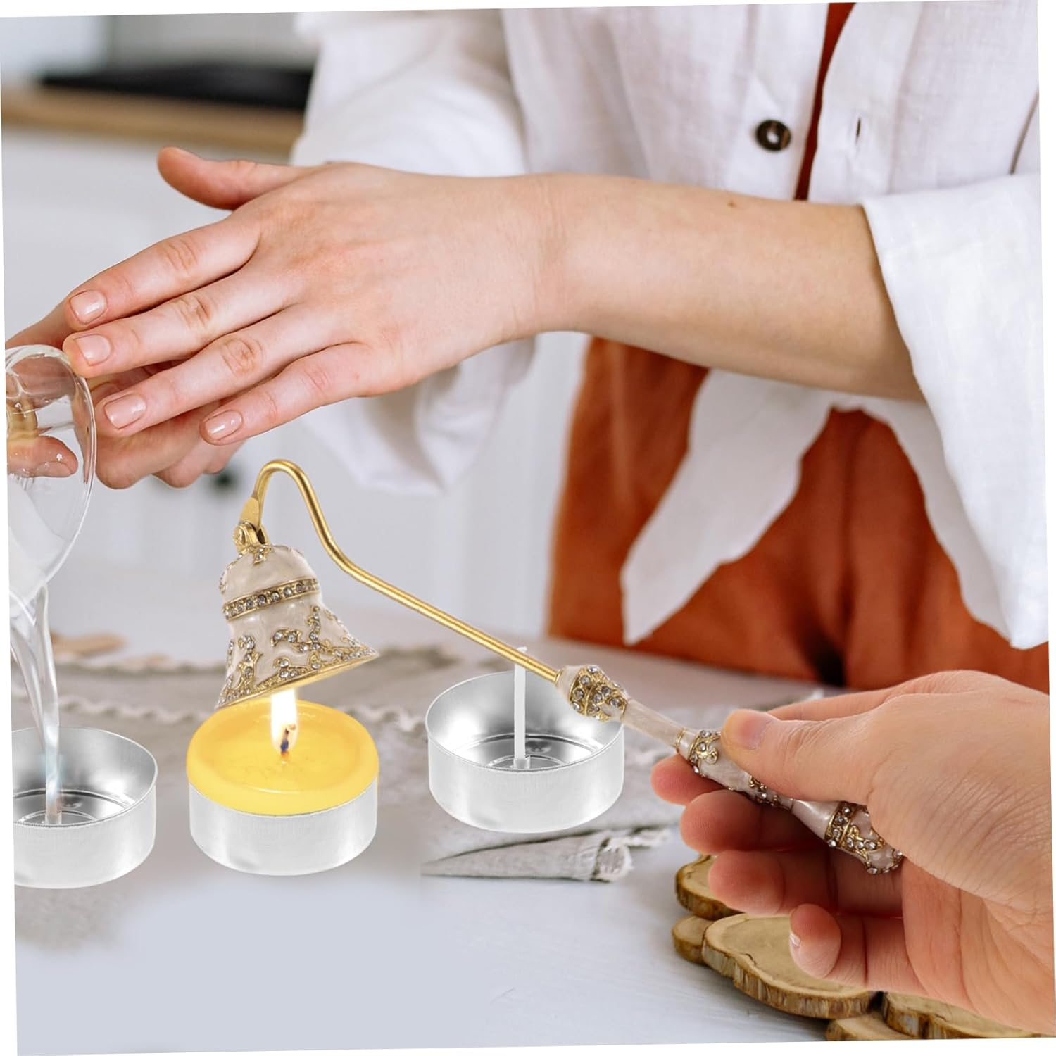 LIFKOME Vintage Decorative Candle Snuffer for Scented Candles Handheld Wick Extinguisher Tool