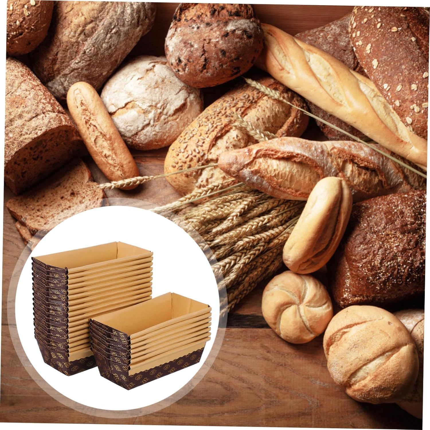 Mikinona 25Pcs Disposable Paper Loaf Pans Rectangular Baking Molds for Bread and Cake Oil-Resistant Microwave Safe for Home Baking image number 3