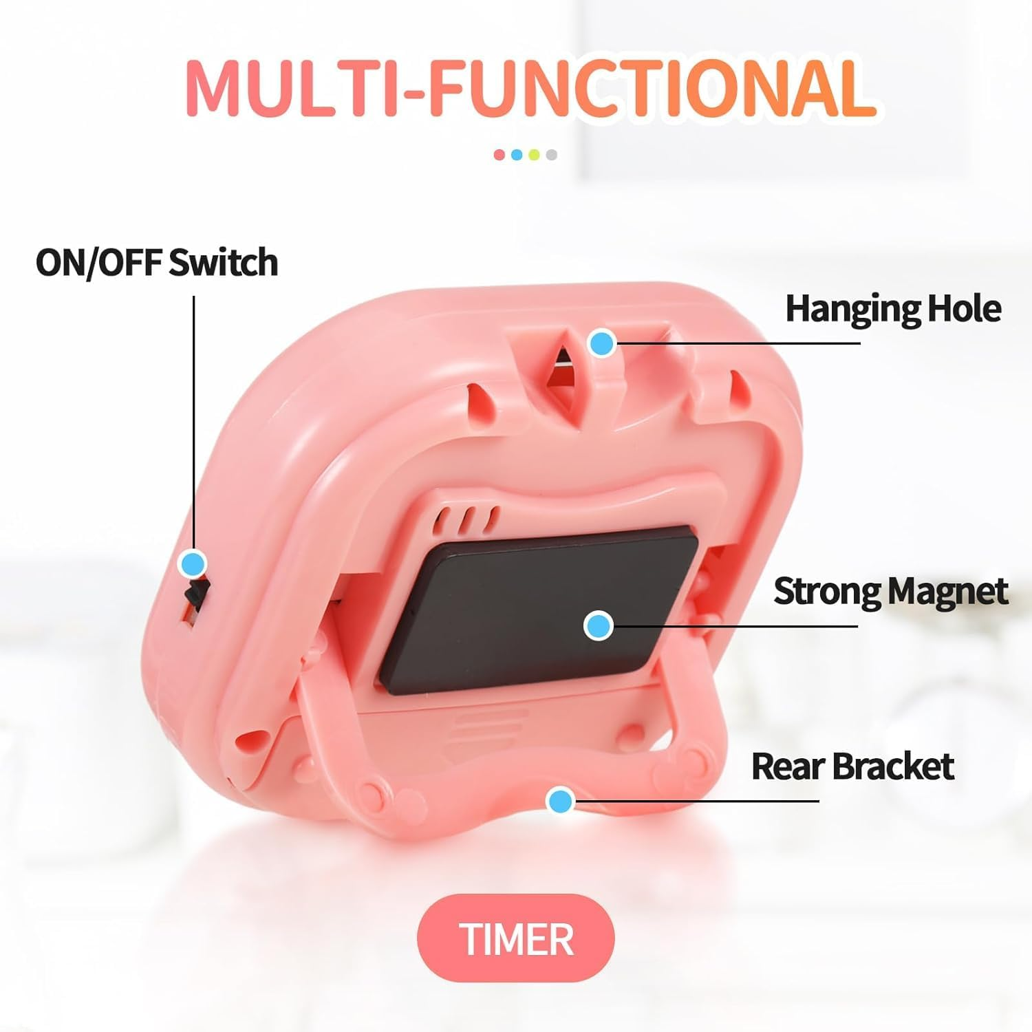 Kitchen Timer,2 Piece Multi-Function Electronic Timer,H HOME-MART Magnetic Digital Timers Big LCD Display the Loud/Silent Switch Countdown Timer (Gradient Blue Purple(2 Pack)) - Gradient Pink Blue(2 Pack) image number 5