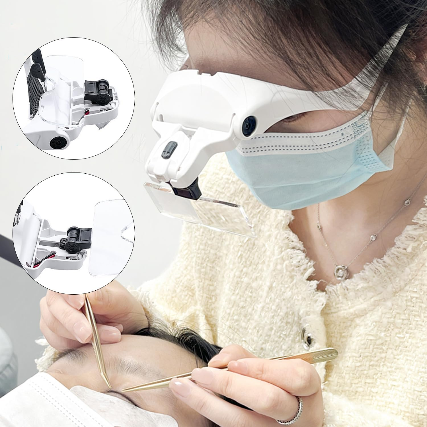 Hands Free Headband Magnifying Glass, Magnifying Glasses, Rechargeable, Hands-Free Illuminated Headset. Magnifying Glasses with LED Light, 5 Lenses. for Reading, Jewelry Work, Crafts