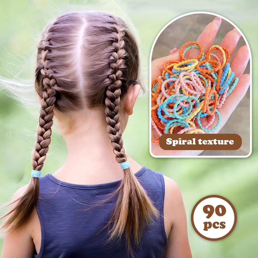 JYNVO Hair Bobbles Girls Hair Scrunchies Girls 90 Pieces Hair Bobbles Girls - Pink, Blue, Purple - Hair Accessories for Girls Everyday and Hairstyles image number 4