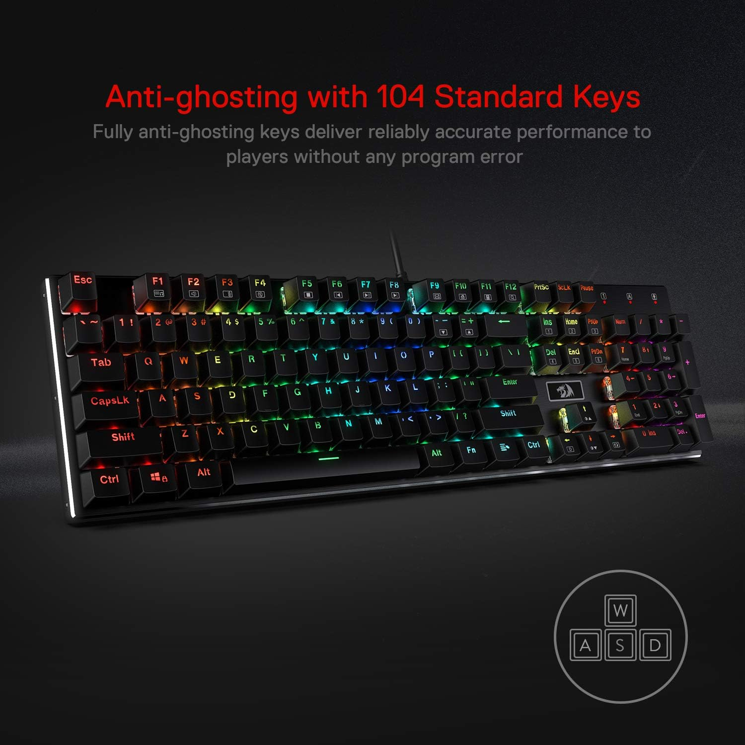 Redragon K556 RGB LED Backlit Wired Mechanical Gaming Keyboard, 104 Keys Hot-Swap Mechanical Keyboard W/Aluminum Base, Upgraded Socket and Noise Absorbing Foams, Soft Tactile Brown Switch image number 3