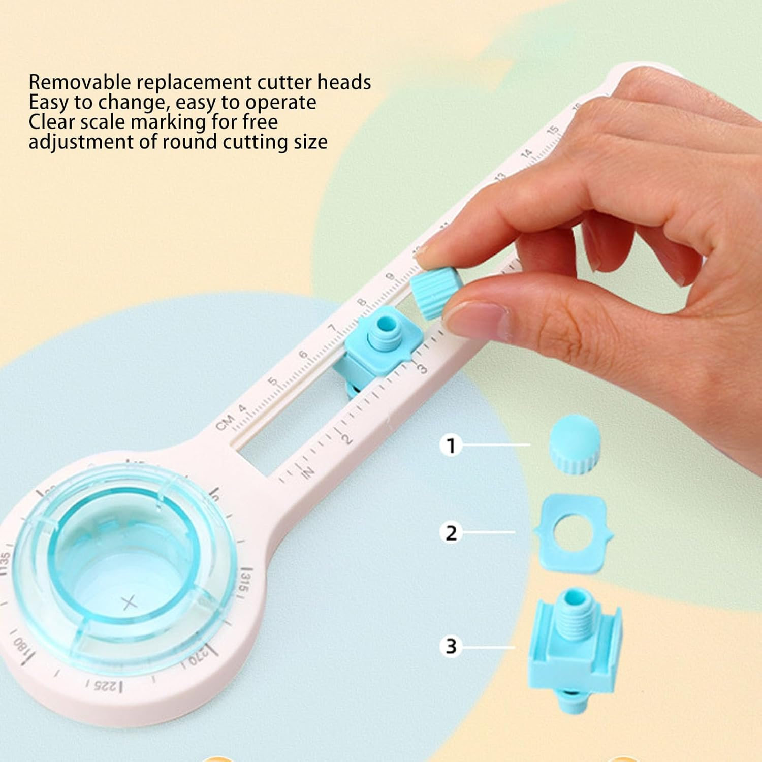 Circular Paper Cutter, 360 Degree Rotary Circle Cutter Cut Paper Trimmer Scrapbooking Tool, Circular Rotary Cutter for Art and DIY Crafts, Cards Making image number 4