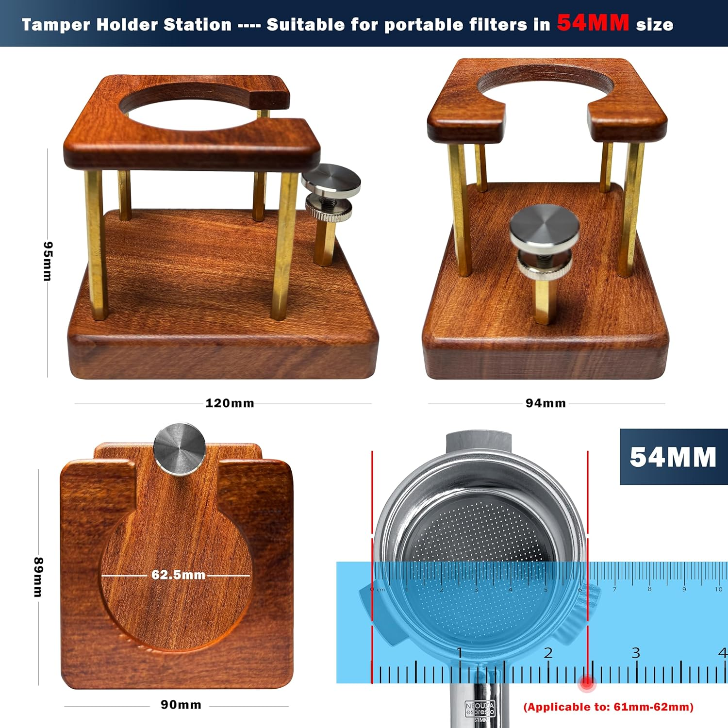 NEOUZA Coffee Tamping Station, Portafilter Stand Holder, Fits Most Espresso Machine，Adjustable Height (53/54Mm) image number 5