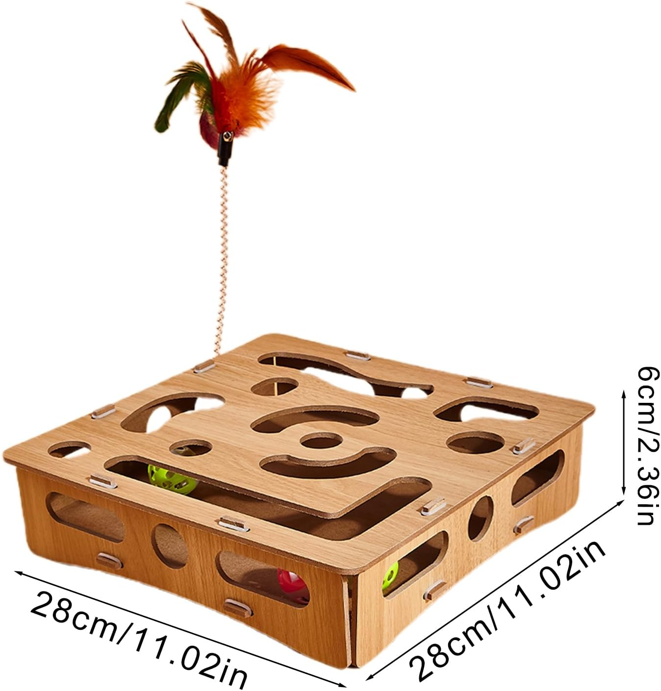 Puzzle Toys for Cats - Kitten Maze Toys,Wooden Puzzle Play Enrichment Supplies Fun Boredom Relieving Maze Box Game for Smart Cats image number 2