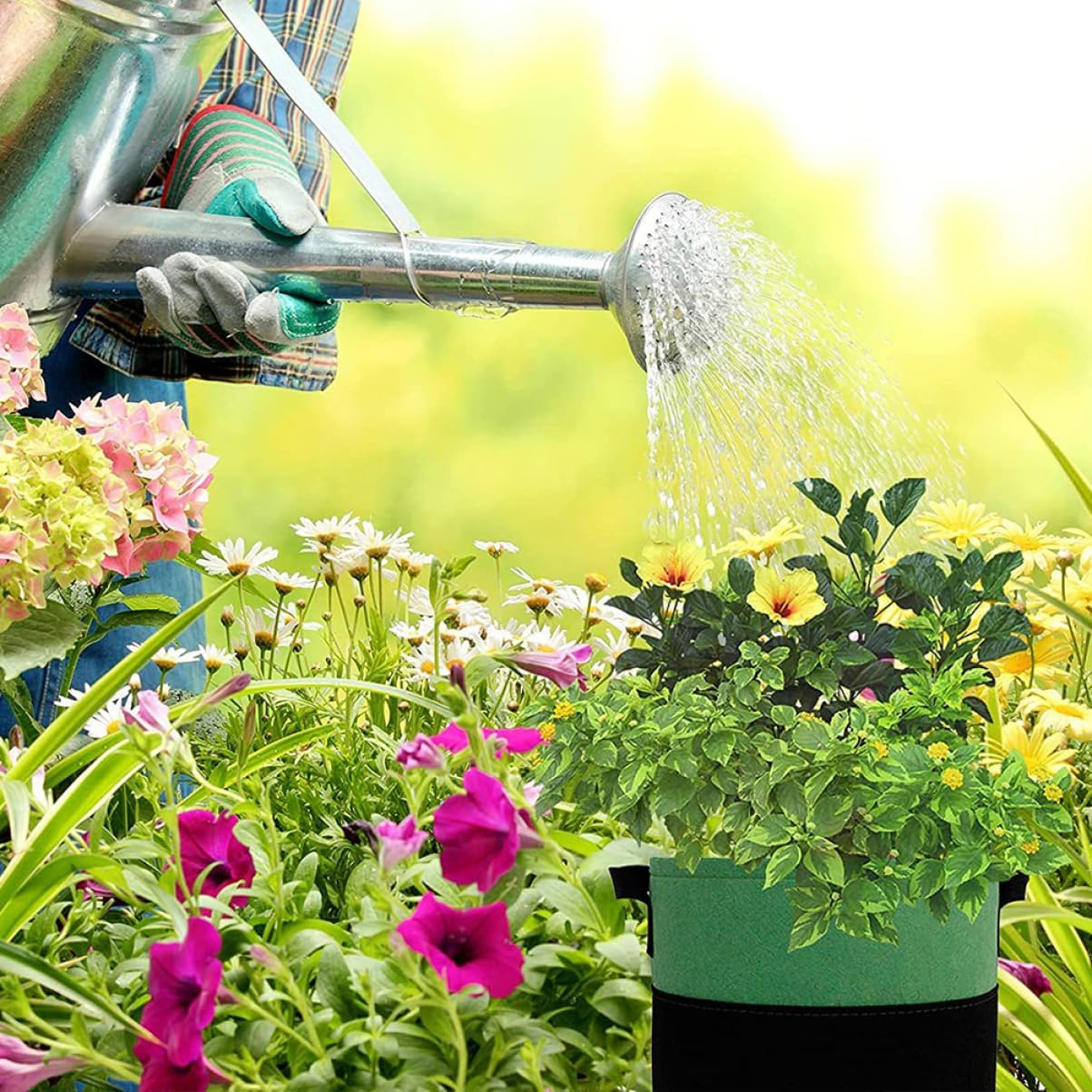 MERRYHAPY 6Pcs Felt Plant Growing Bags Breathable Potato Convenient for Vegetables Flower and Herb Gardening for Yards Balconies and Patios image number 3