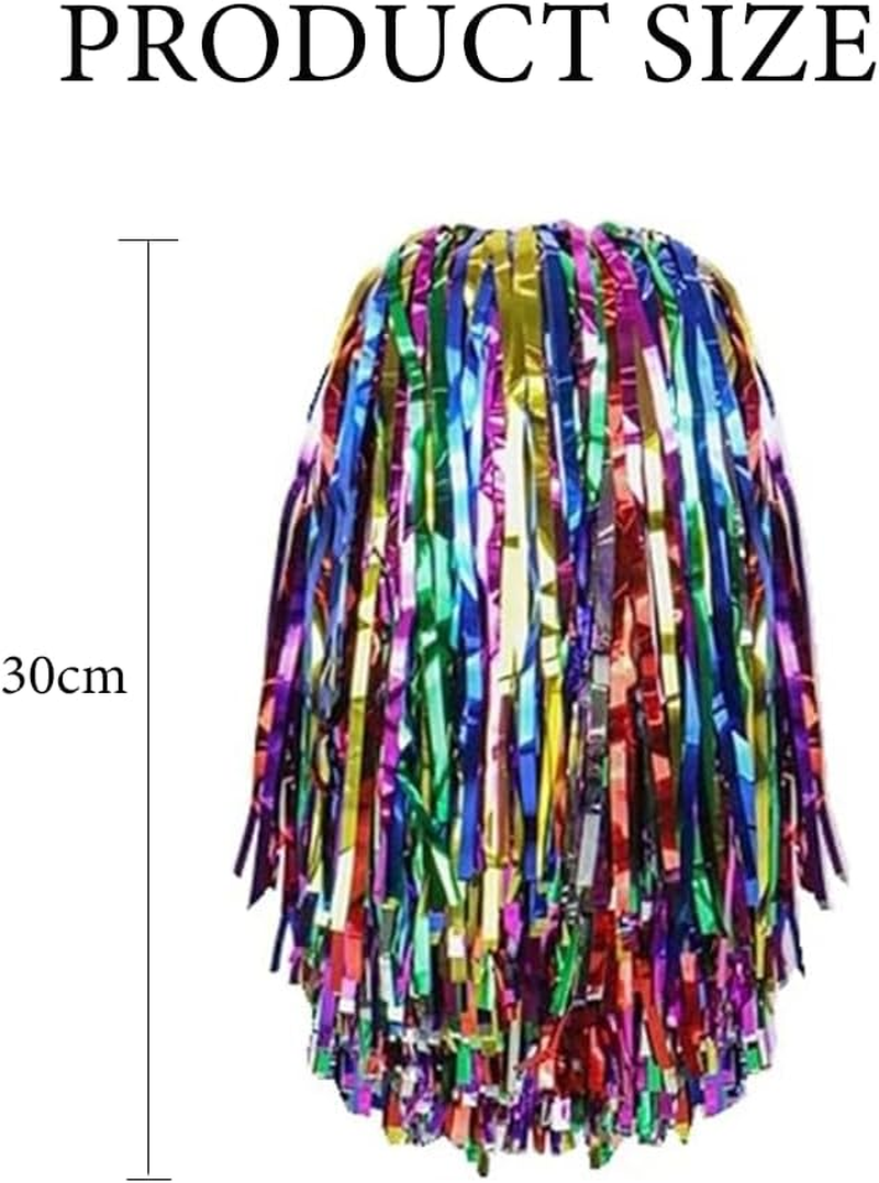 2Pcs Cheerleader Pompoms Hand Flowers,Pompoms Cheer for Boy Girl,School Sports Dance Games Team Spirit Cheer,For Team Sports,Cheer Sports Party Dance Useful Accessories - Silvery Purple image number 7