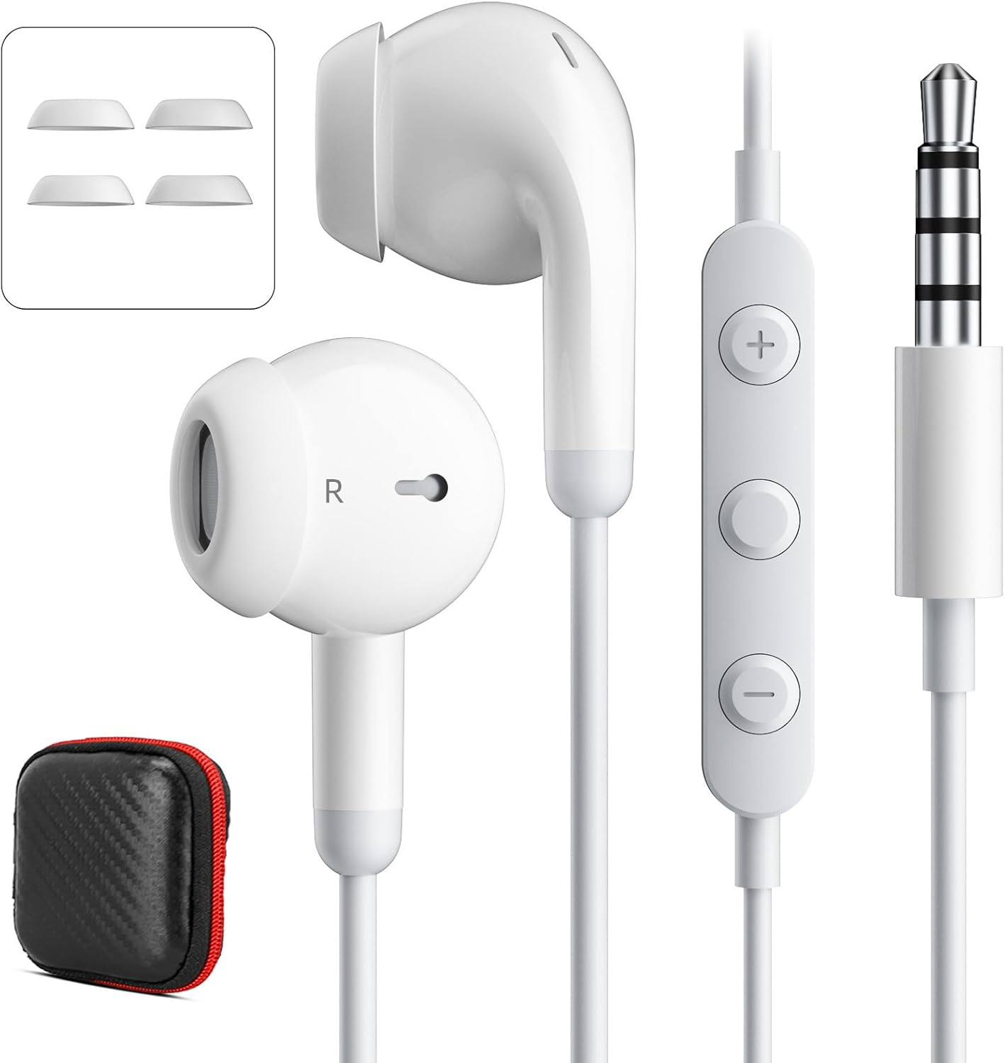 AUX 3.5Mm Wired Earbuds with Mic & In-Line Volume Control Headphones, Crystal Clear Audio Noise Isolation Corded for 3.5Mm Jack In-Ear Buds for Iphone, Samsung, Computer, Laptop, Kids, School Students