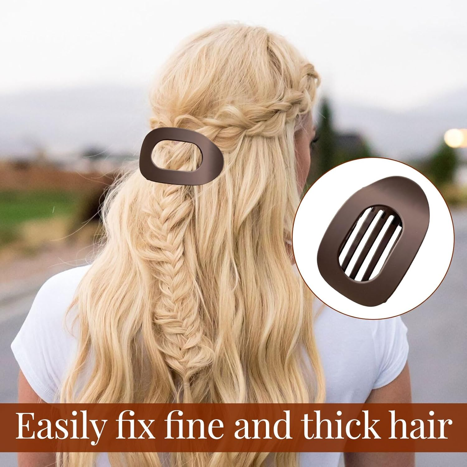 Flat Hair Clip, 4Pcs Flat Claw Clip, round Hair Claw Clips, Non-Slip Curved Design for All Types, Clips for Thin to Thick Hair, French Hold Barrettes for Women and Girls (Multicolor) image number 5