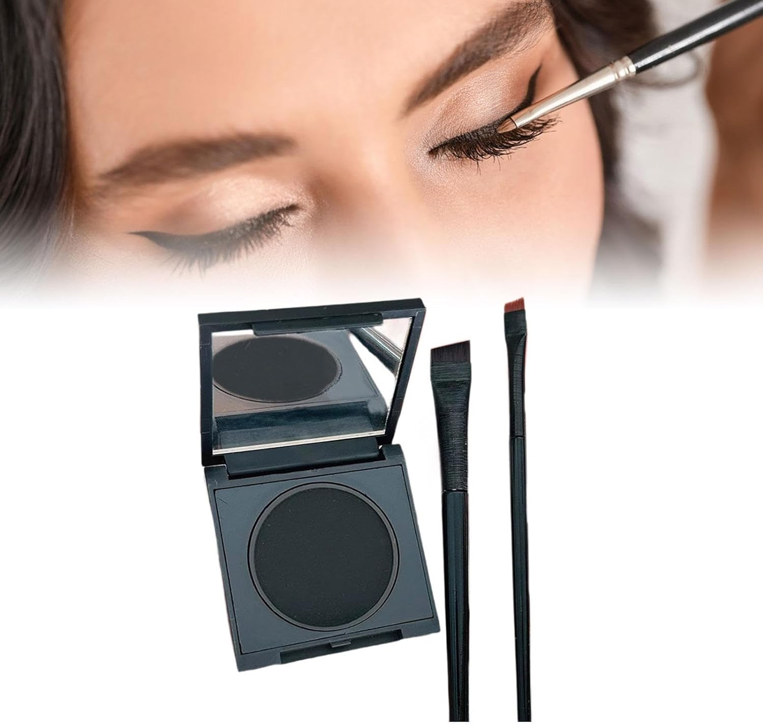 OIIBWQ Eye Liner Eyeliner Powder Waterproof Eyeliner Eyebrow Powder Pressed Eyeshadow Water Activated Makeup Set Easy to Apply Portable Suitable for Women Ma, Black - Black image number 6