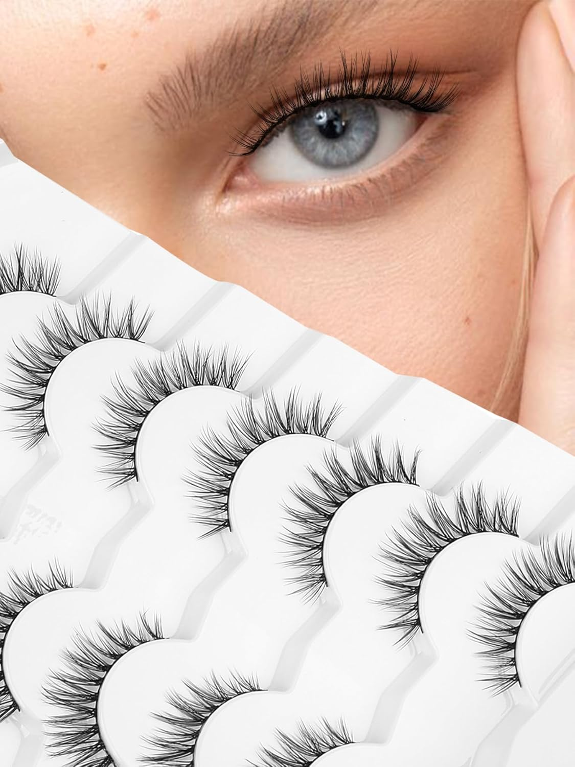 Siligli Natural Cat Eye Eyelashes, Artificial Eyelashes, Fine Eyelashes, Fluffy Eyelashes, Pack C Curl Eyelashes, Soft Artificial Eyelashes, 12 Mm, Short Eyelashes, Siligli 7 Pairs
