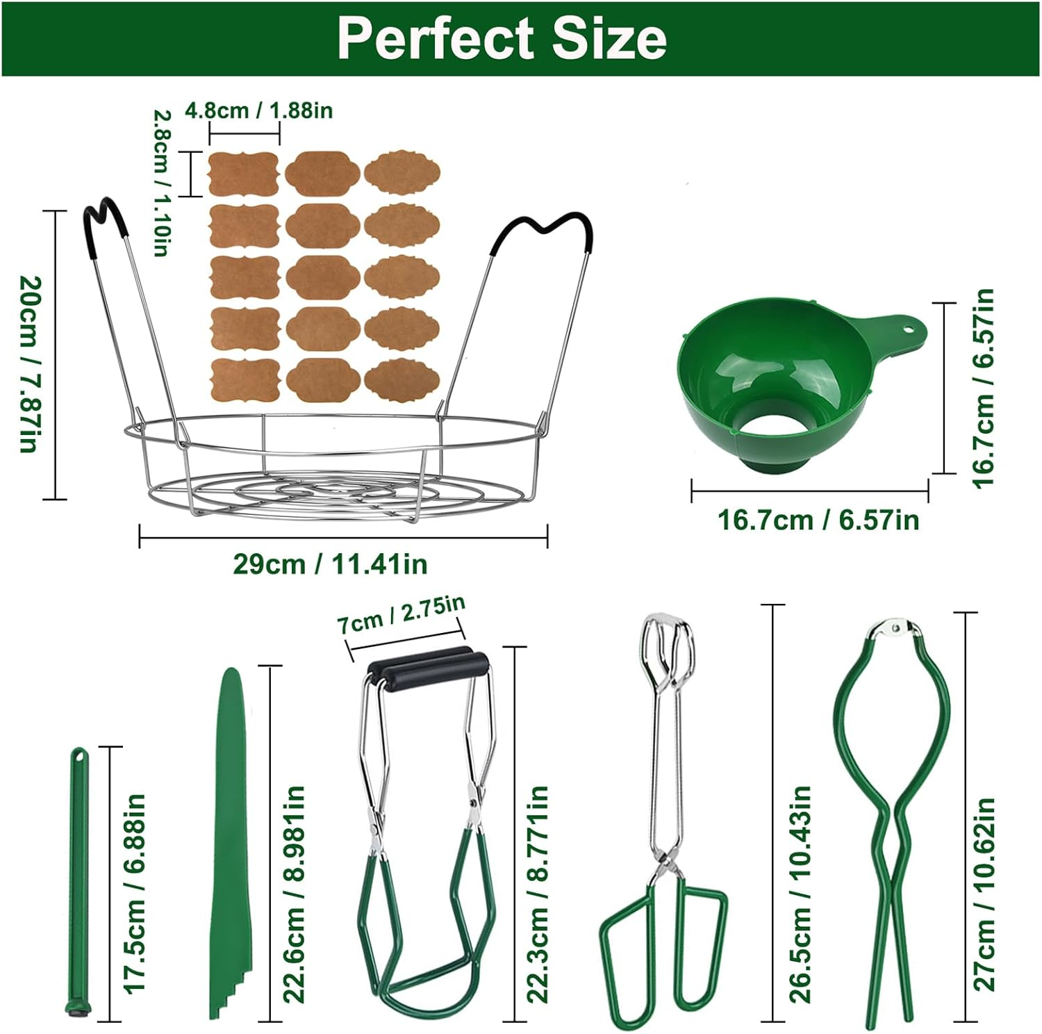Toowood Canning Supplies Boxed Set, Canning Kit, Stainless Steel Canningset, Canning Supplies Starter Kit, Jar Lifter, Folding Rack, Tongs, Multifunctional Canning Tools, Funnel for Mason Jars image number 5