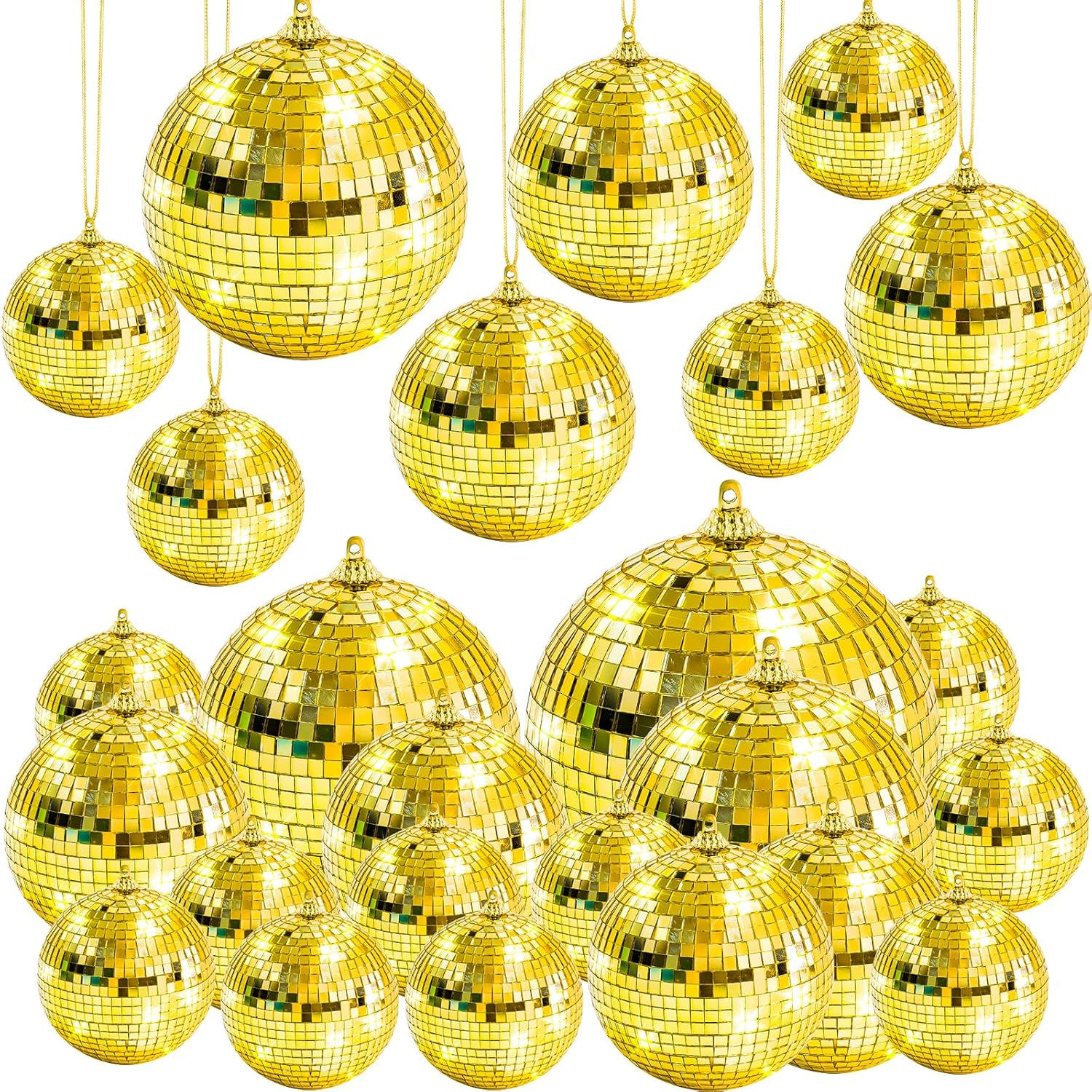 17 Pcs Mirror Disco Ball Ornament Reflective Hanging Disco Ball Decor Red Disco Ball Decorations for Christmas Tree Home Party Wedding Table Centerpiece