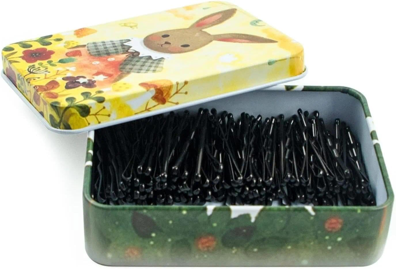 Mini Black Bobby Pins 1.38 Inch with Cute Storage Case, Hair Styling Accessories for Women and Girls - Tisuff image number 3