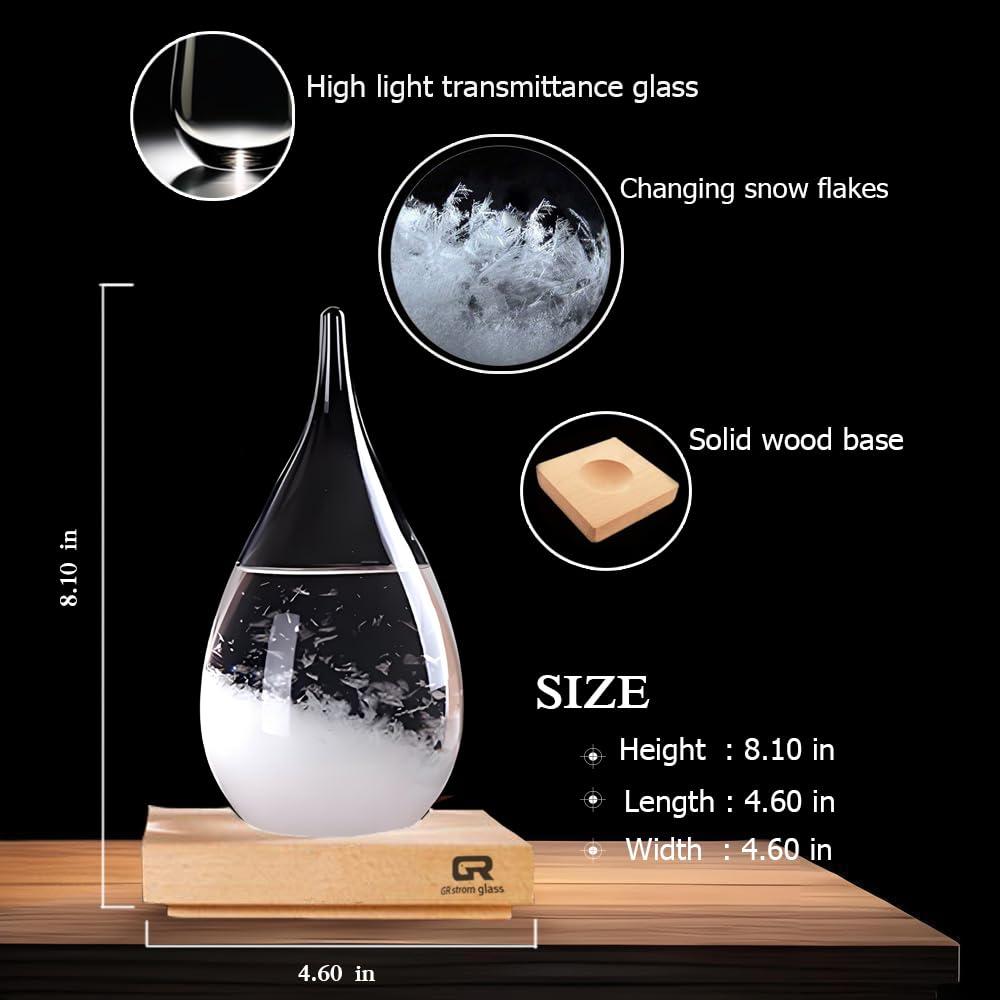 Storm Glass Weather Forecast Bottle - Snow Globes Barometer,Cloud Storm Weather Station,Decorative Weather Predictor, Home and Office Decor, Unique Gift Idea (X-Large)