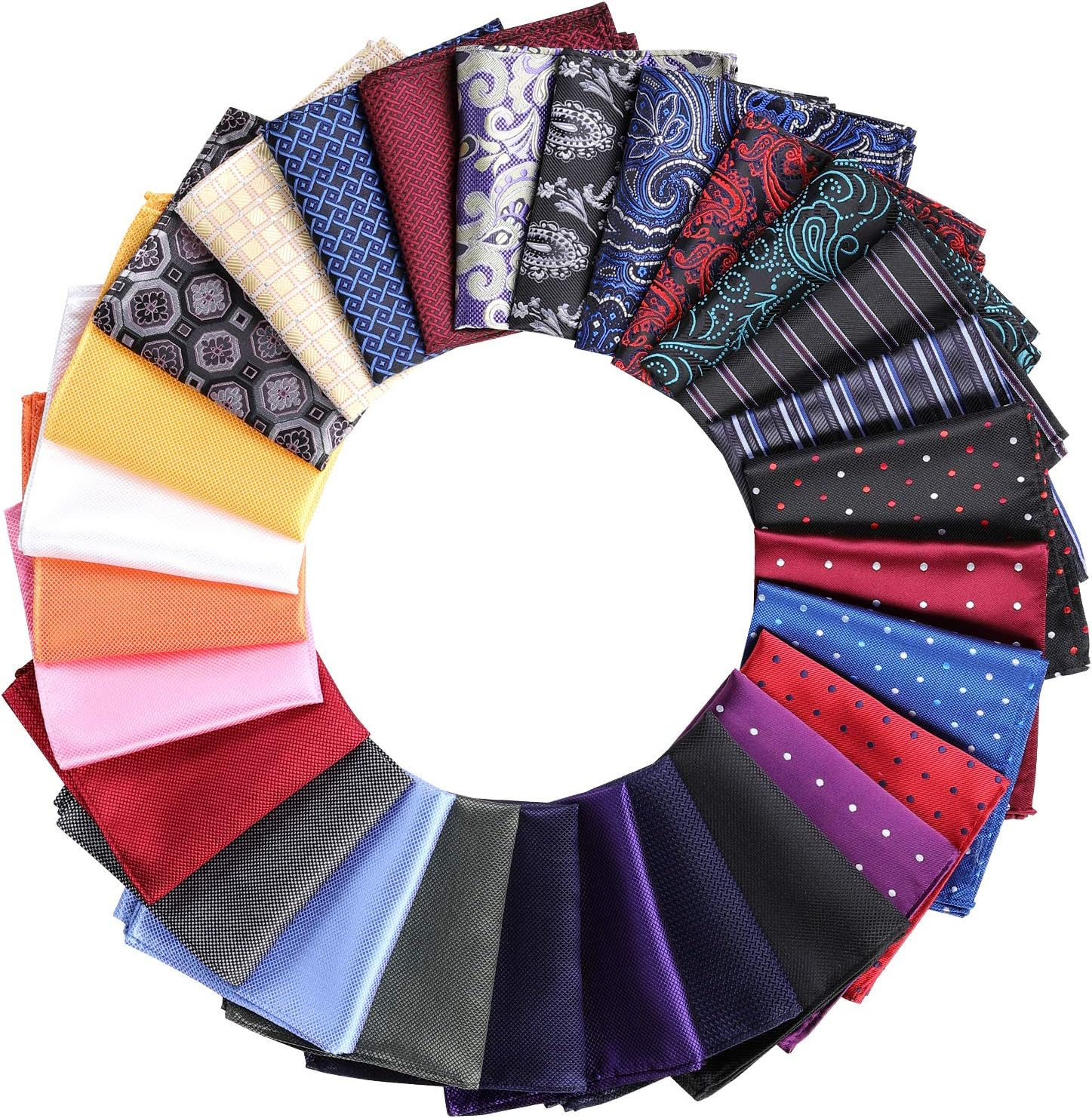 28 Pack Pocket Squares for Men Men'S Handkerchief Mens Pocket Squares Set Assorted Colors with a Holder, Multicoloured, Medium