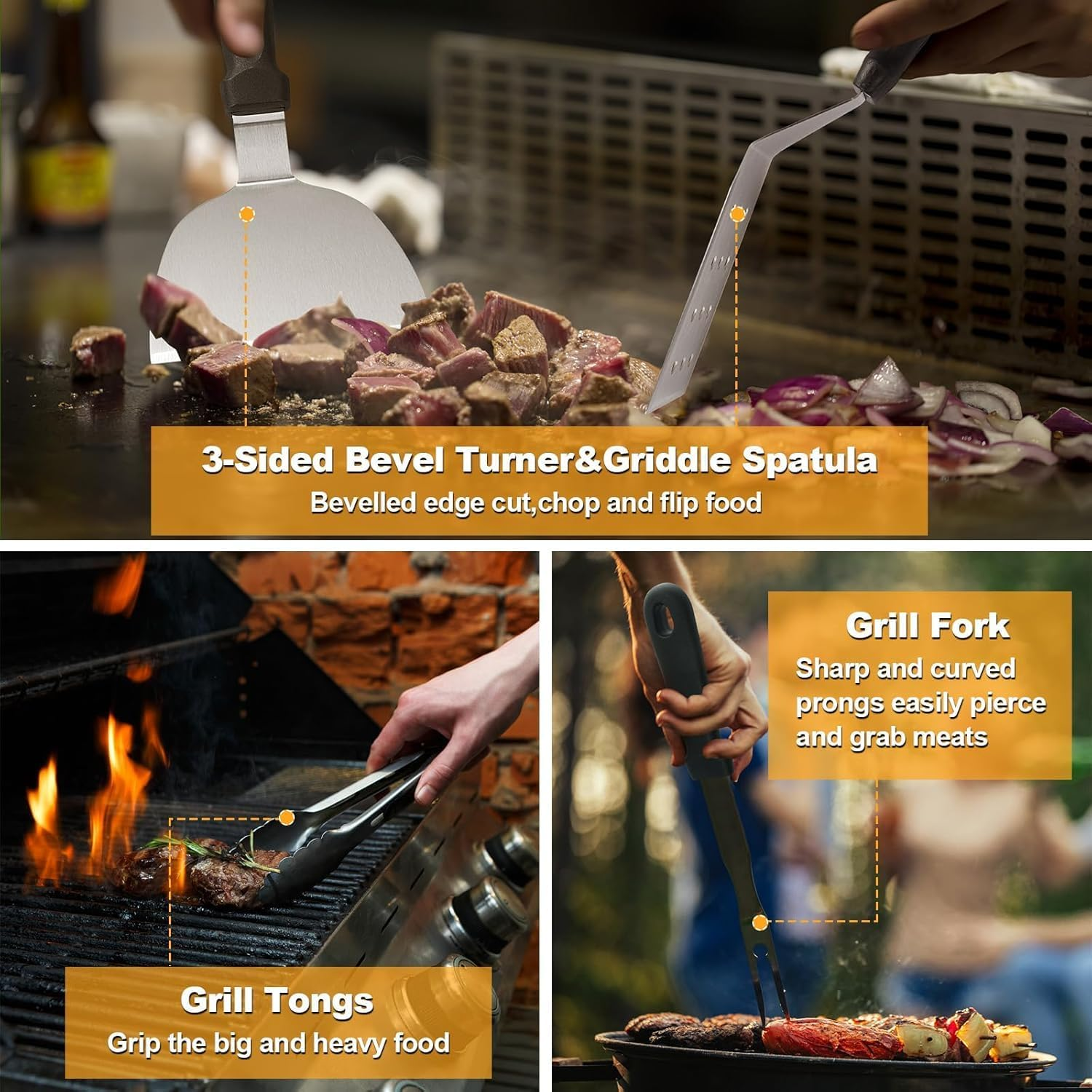 Griddle Accessories Kit, 29PCS Flat Top Grill Accessories Kit for Blackstone and Camp Chef, Griddle Spatula Set with Basting Cover, Enlarged Spatulas, Scraper for Outdoor BBQ image number 1