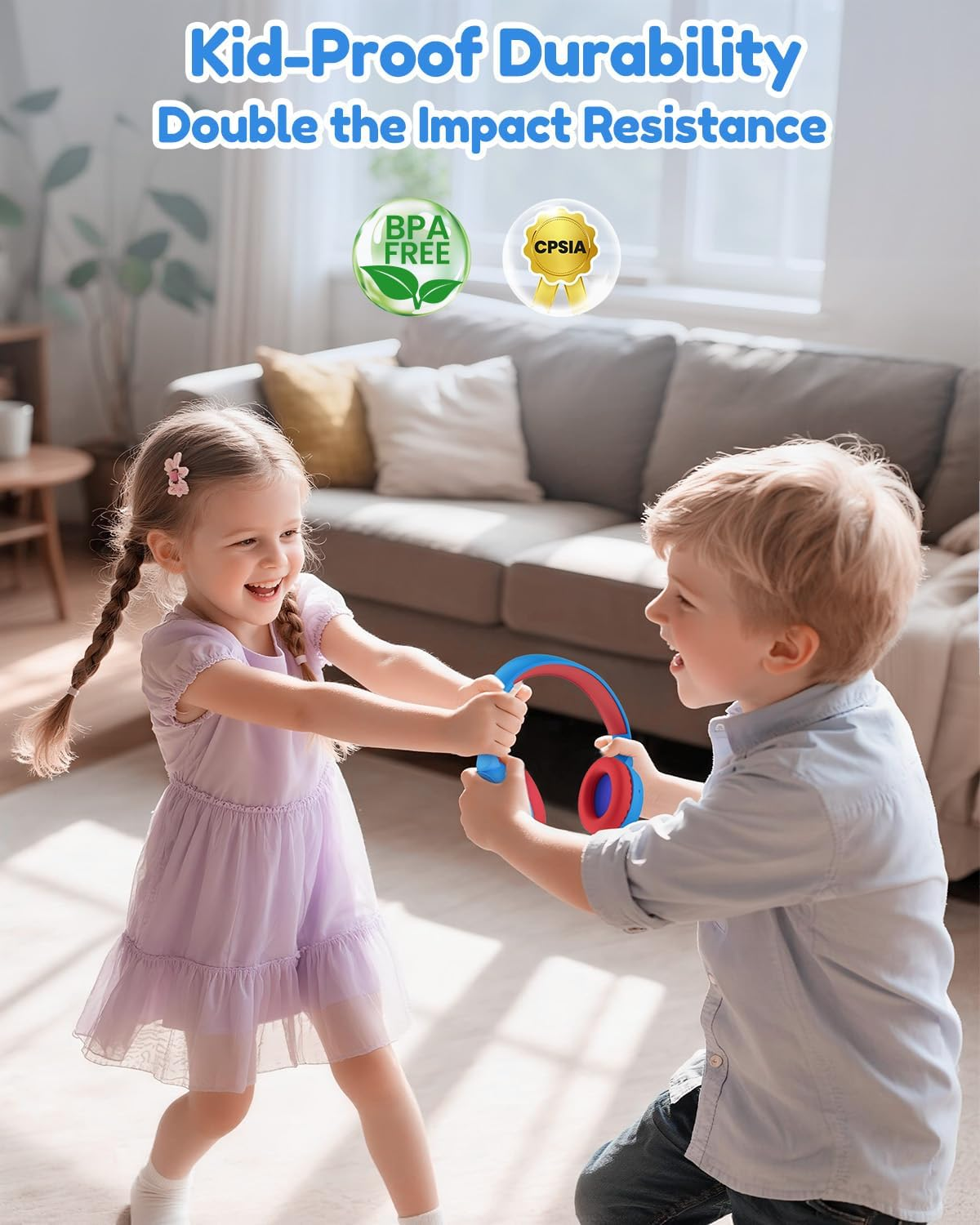 Acer OHR668 Kids Bluetooth Headphones - Blue Red image number 3