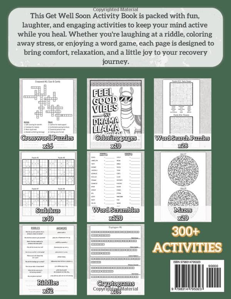 Get Well Soon Activity Book: Large Print Recovery Gift with Humor | Perfect for Post-Surgery Relaxation, Hospital Stay, and Care Packages for Men, Women, Family & Friends