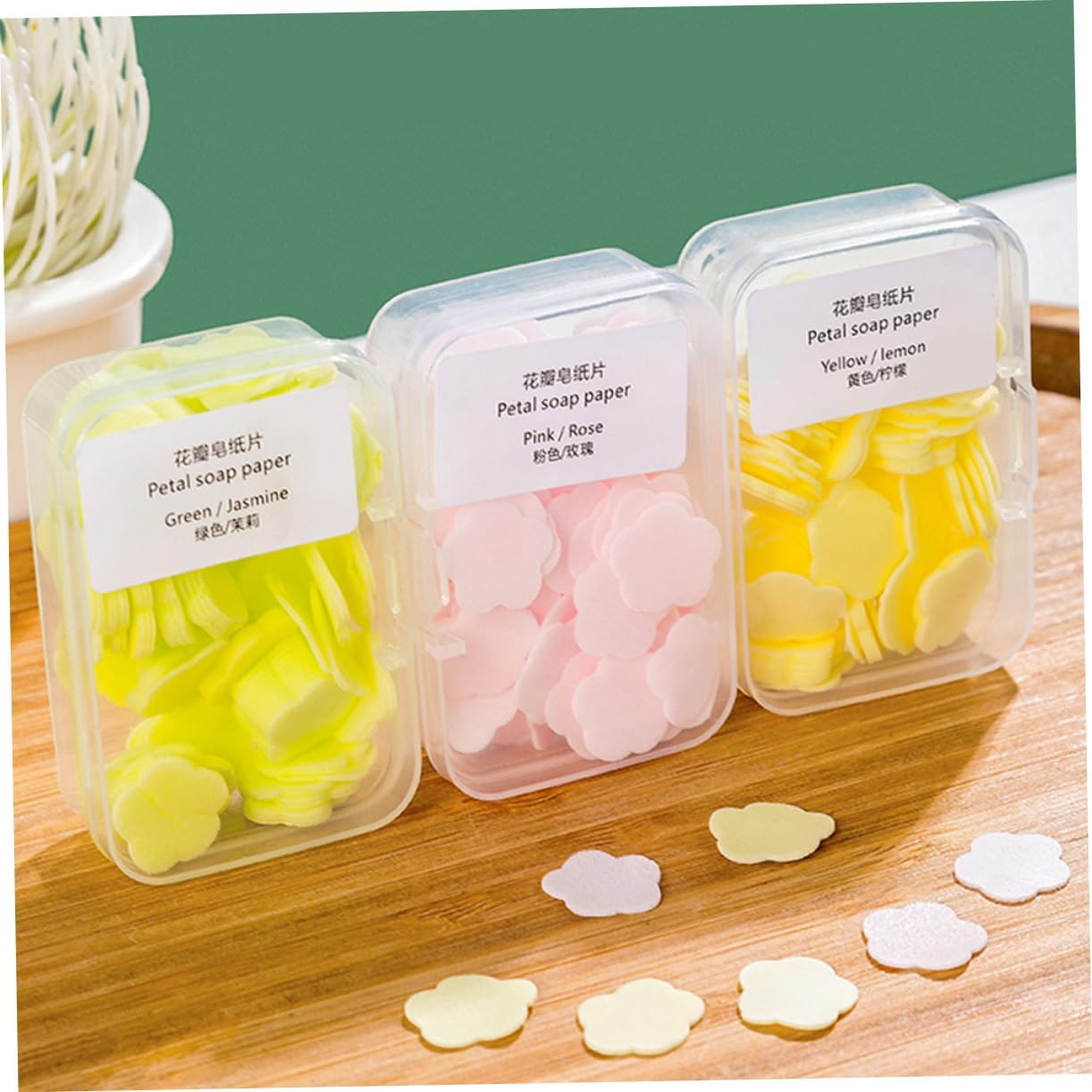 KICHOUSE Travel Soap Sheets Disposable Handwashing Soaps 16 Boxes Lemon Milk Rose Jasmine Scents for Outdoor Travel Hygiene