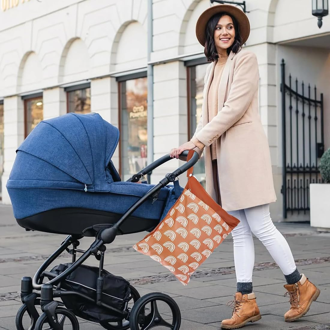 2 Pack Wet Dry Bags for Baby Cloth Diapers, Waterproof Nappy Bag Organizer, Reusable Wet Bag with Two Zippered Pockets Handle for Beach Pool Gym Stroller Yoga Toiletries Daycare Organizer image number 3