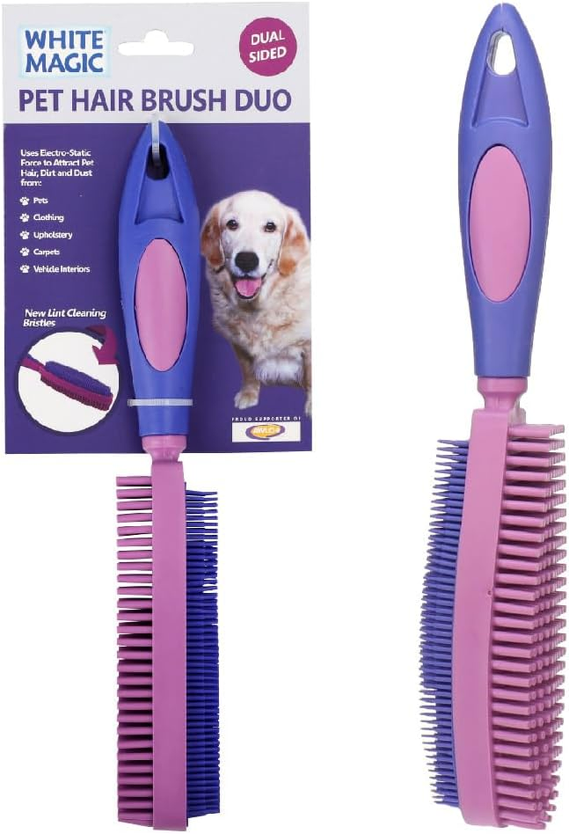 White Magic Pet Hair Brush Duo &ndash; Dual-Sided Bristles for Pet Fur, Lint & Dust Removal, Natural Rubber, Eco-Friendly, Multi-Surface Cleaner for Furniture, Clothing, Cars, & More, 27X5X5Cm image number 5