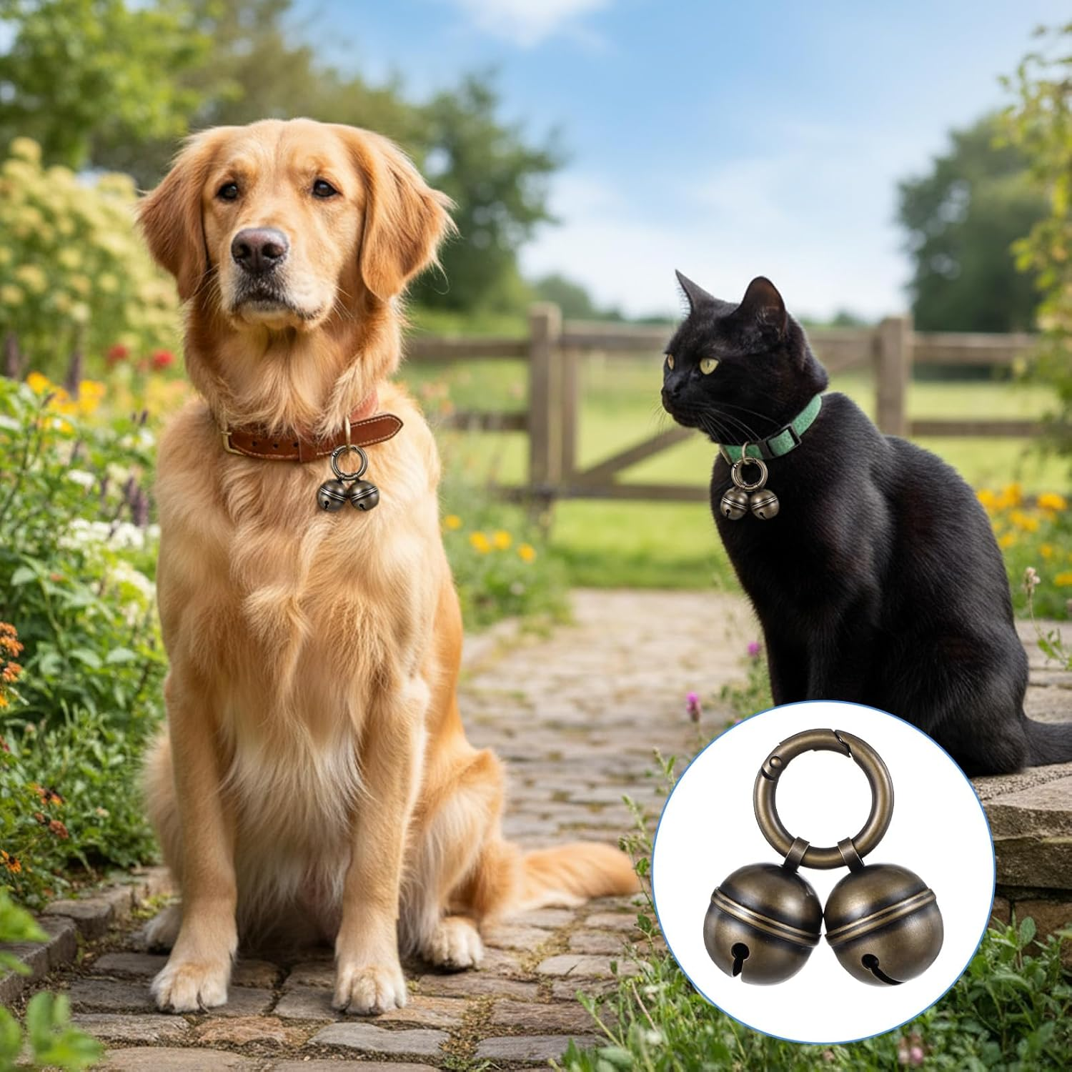 Hekoujiub 3 Sets Bell for Dog Collar Cat Bell for Pet Tracking Extra Loud Dog and Cat Bells for Collar Copper Bells with Quick Clips (Vintage Bronze) image number 6