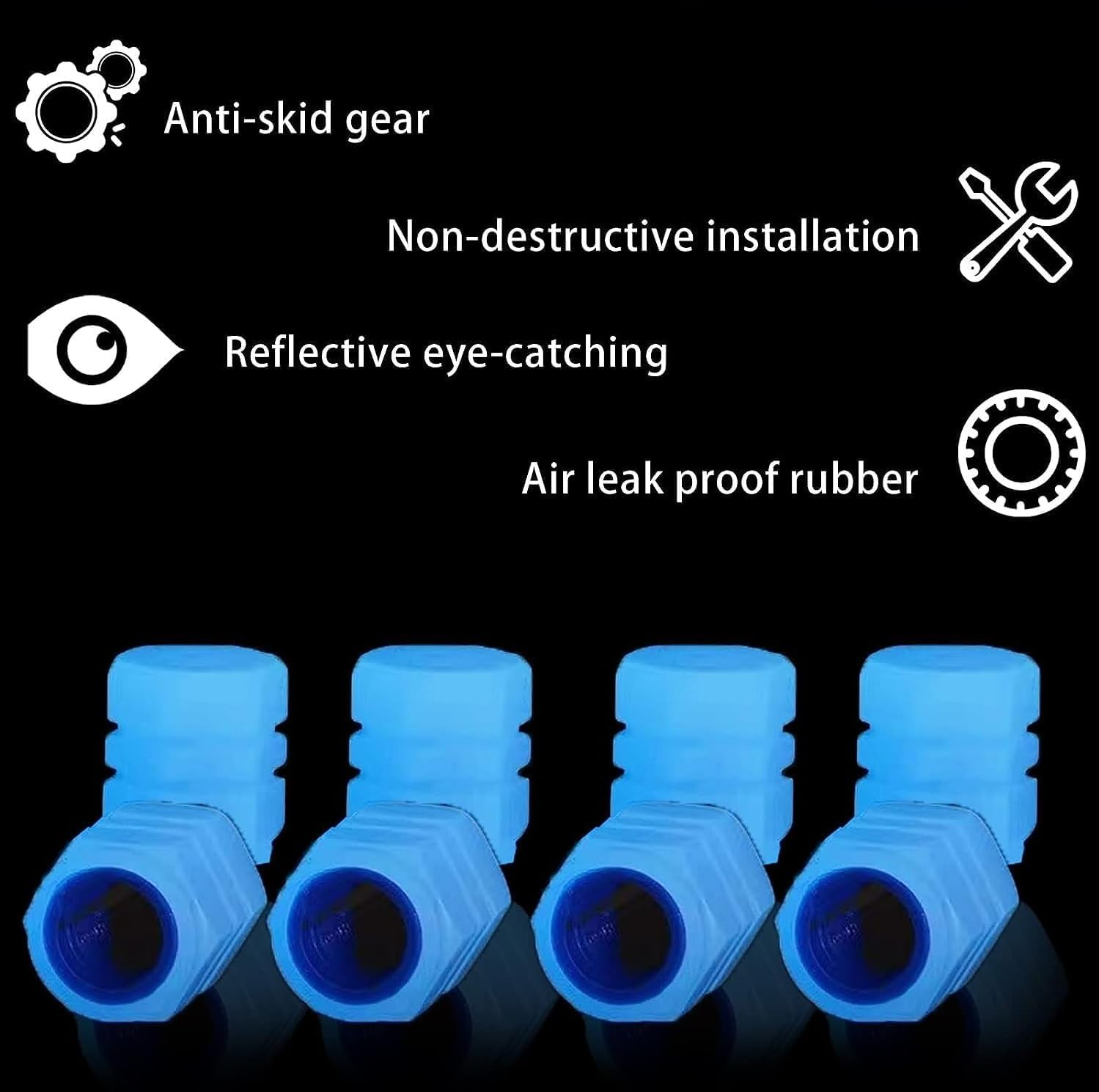 8 Pcs Tire Valve Caps Fluorescent Stem Car Tire Valve Stem Covers,Universal Air Cap Auto Covers for Cars Motorcycles SUV Trucks Bikes Accessories(Blue) image number 5