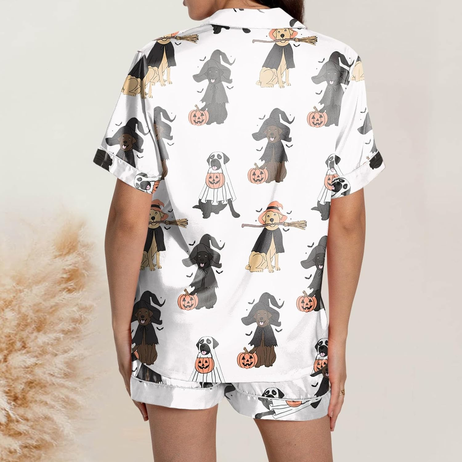 Pajama Sets for Women Halloween Pj'S Loungewear 2 Piece Set Outfits Short Sleeve Shirts and Shorts Loungewear image number 6