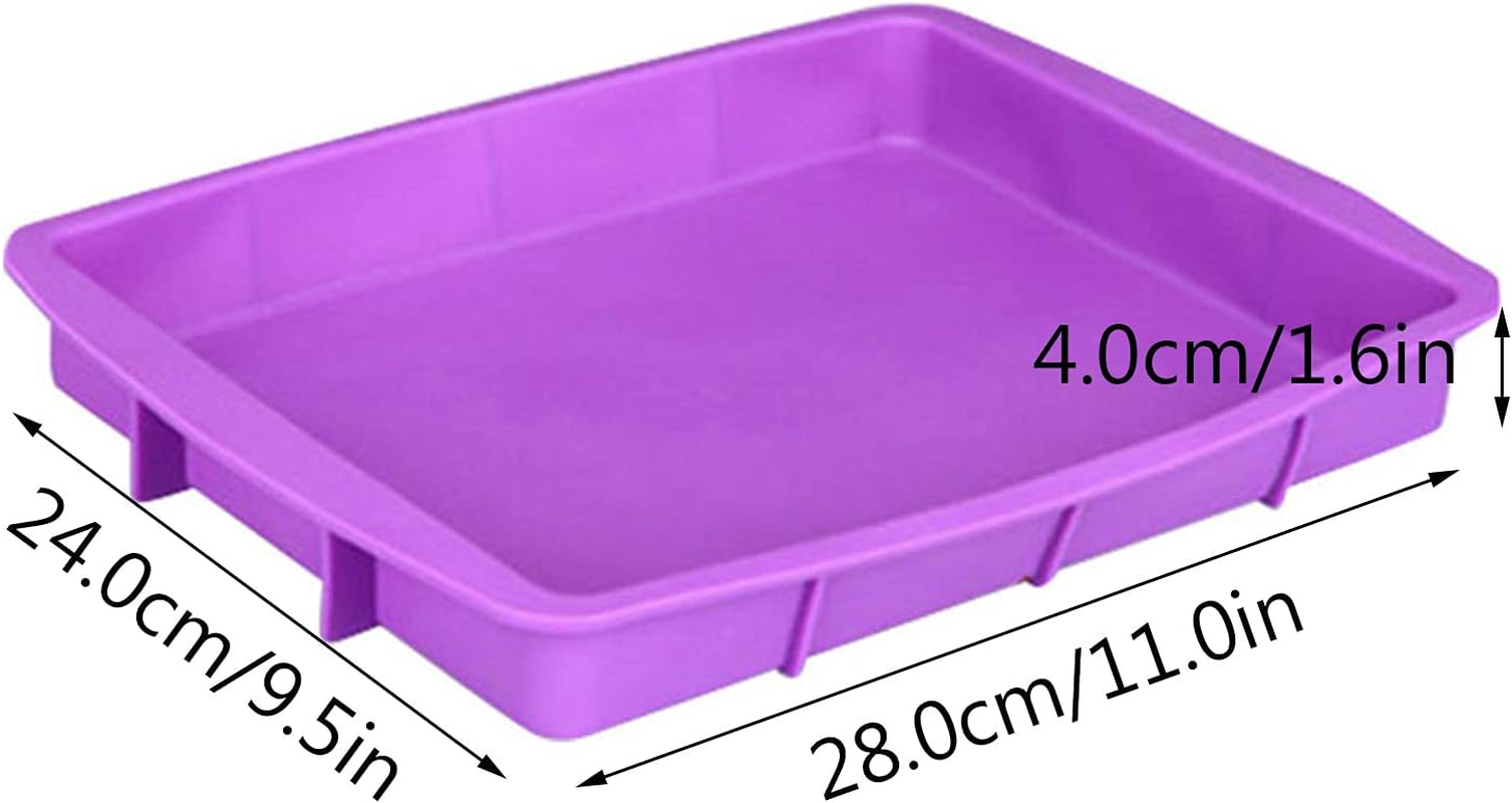 Orgrimmar 2 Pcs Silicone Rectangular Cake Pans Mold Bakeware Bread Baking Pan Non Stick Easy Demoulding Purple image number 5
