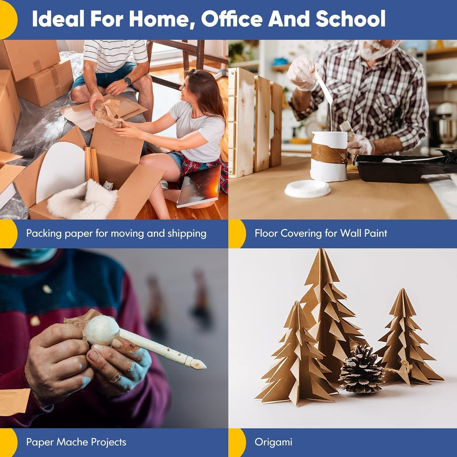 Brown Wrapping Paper, Craft Paper, Kraft Gift Wrapping Paper Arts & Crafts, Bouquet Flower Table Covering Poster Packing Shipping Moving 12" X 393"/ 30Cm X 10M image number 3