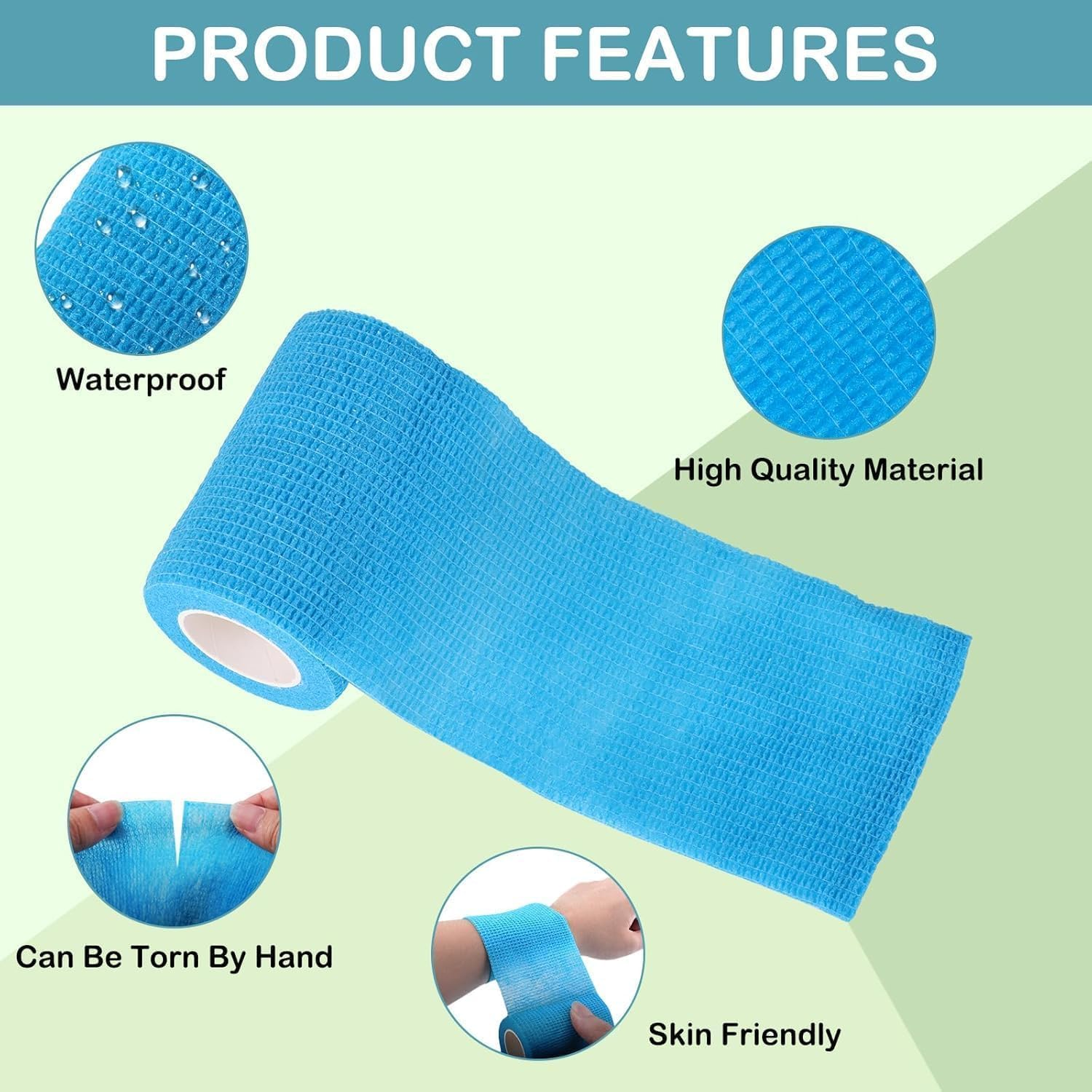 Self Adhesive Bandage Pet Vet Wrap, 12Pcs Self Adherent Cohesive Bandages Elastic Athletic Sports Tape Breathables Wound Tape,Non-Woven Elastic Bandage Breathable Cohesive Wrap Bandage image number 3