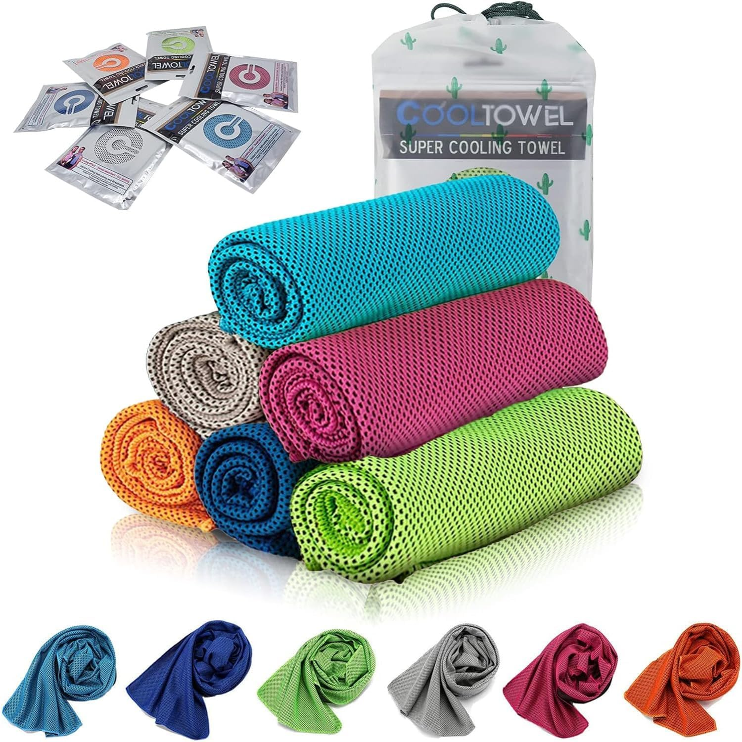 MEZOKUCEL Cooling Towel, Ice Sports Towel, Cool Towel for Instant Cooling,For Yoga, Travel, Golf, Gym,Camping, Fitness, Running, Workout & More Activities (35"X12") (10 Pack)