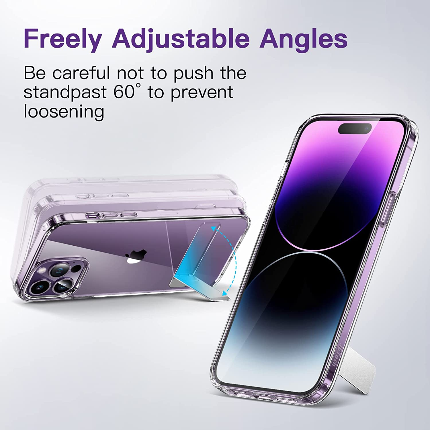 Jetech Kickstand Case for Iphone 14 Pro Max 6.7-Inch, Support Wireless Charging, Slim Shockproof Bumper Phone Cover, 3-Way Metal Stand (Clear) image number 1