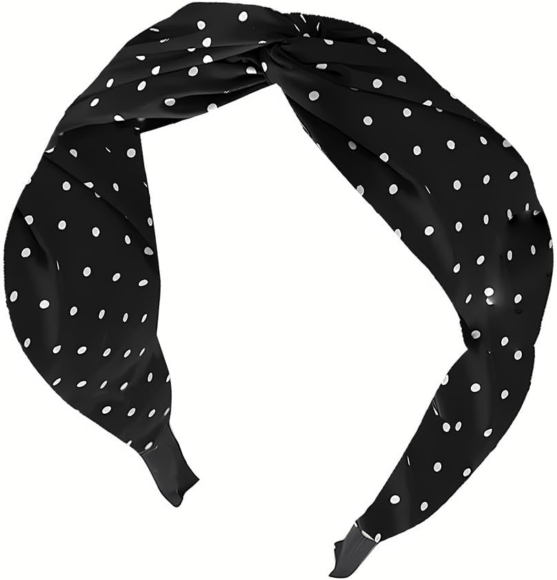 Polka Dot Headband Top Knot Headband for Women Polka Dots Head Band Wide Knotted Headbands for Women Girls Polka Dot Hairband Fashion Beige Hair Accessories