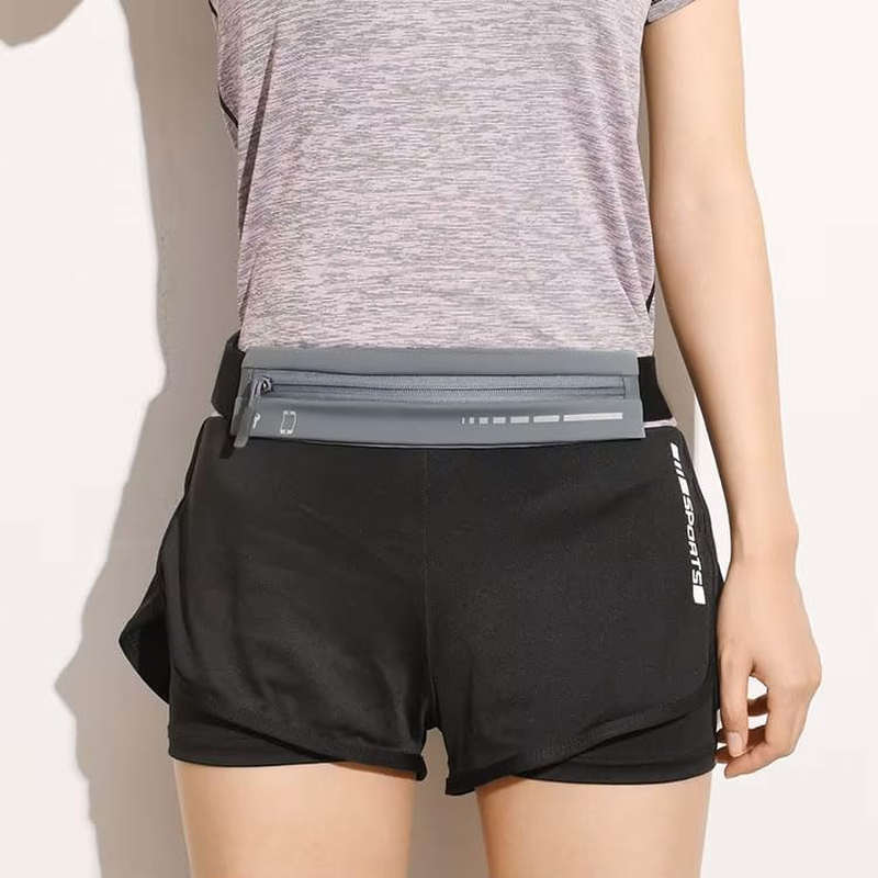 Waterproof Running Belt, Sports Waist Pack with Phone Holder, Black, Adjustable Fitness Fanny Pack (Grey) - Purple image number 5