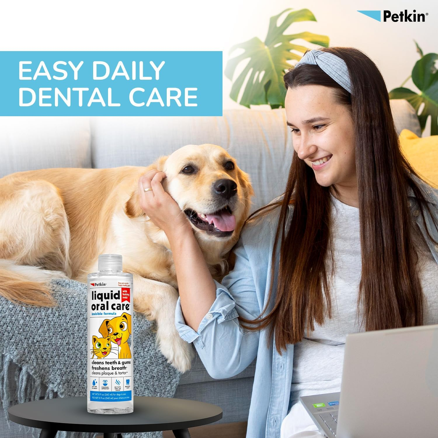 Petkin Invisible Formula Liquid Oral Care Teeth Dental Gums Fresh Breath Dogs and Cats image number 1