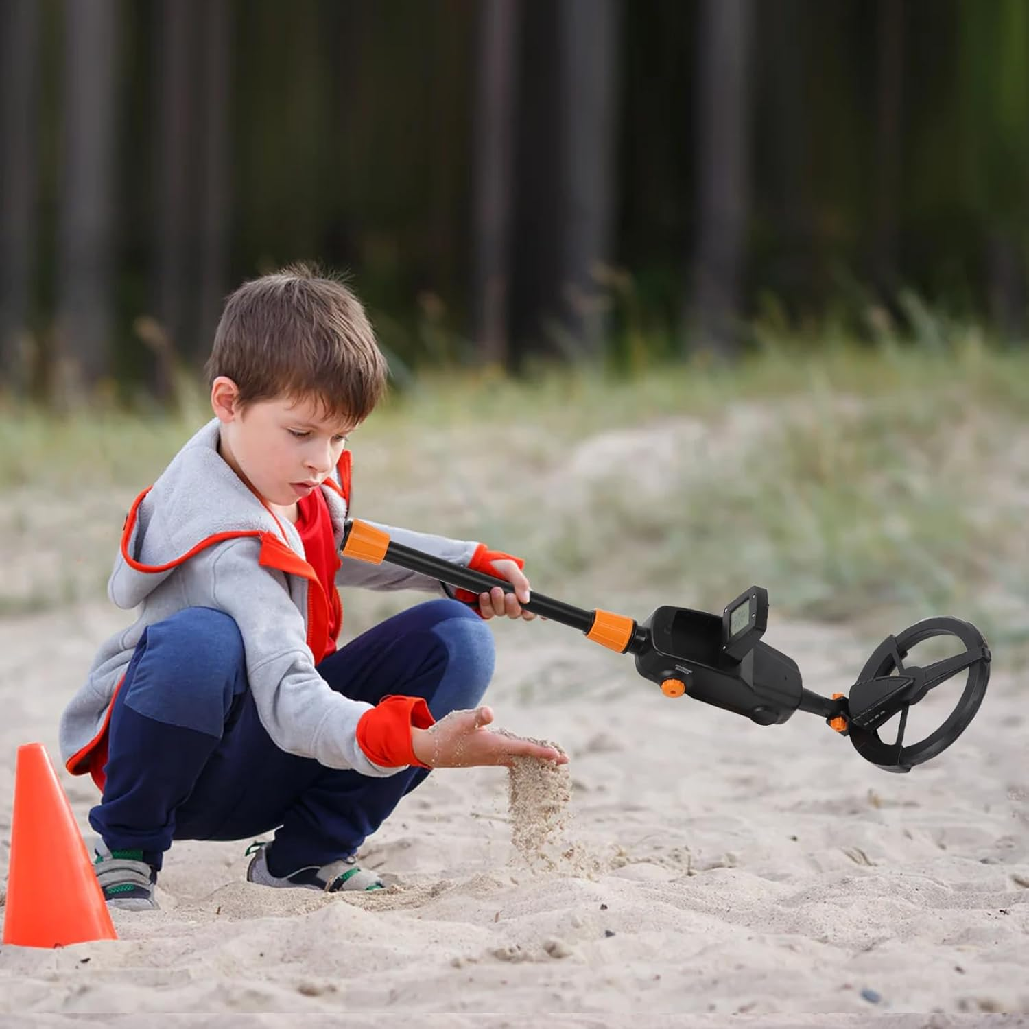 Ruaizel Starter Metal Detector Kit, Lightweight Metal Detector Kit with 17Cm Waterproof Coil Trowel Rake, Metal Detector for Beach River Outdoor image number 1