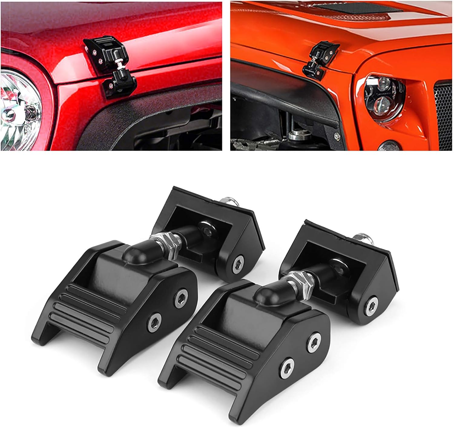 Premium Metal Hood Lock Latch Bracket Buckle Kit Hold down for JK Unlimited 2007-2017, Easy Installation, Firmly Keeps Hood from Flipping Fit for Over, Fit for JK Unlimited image number 5