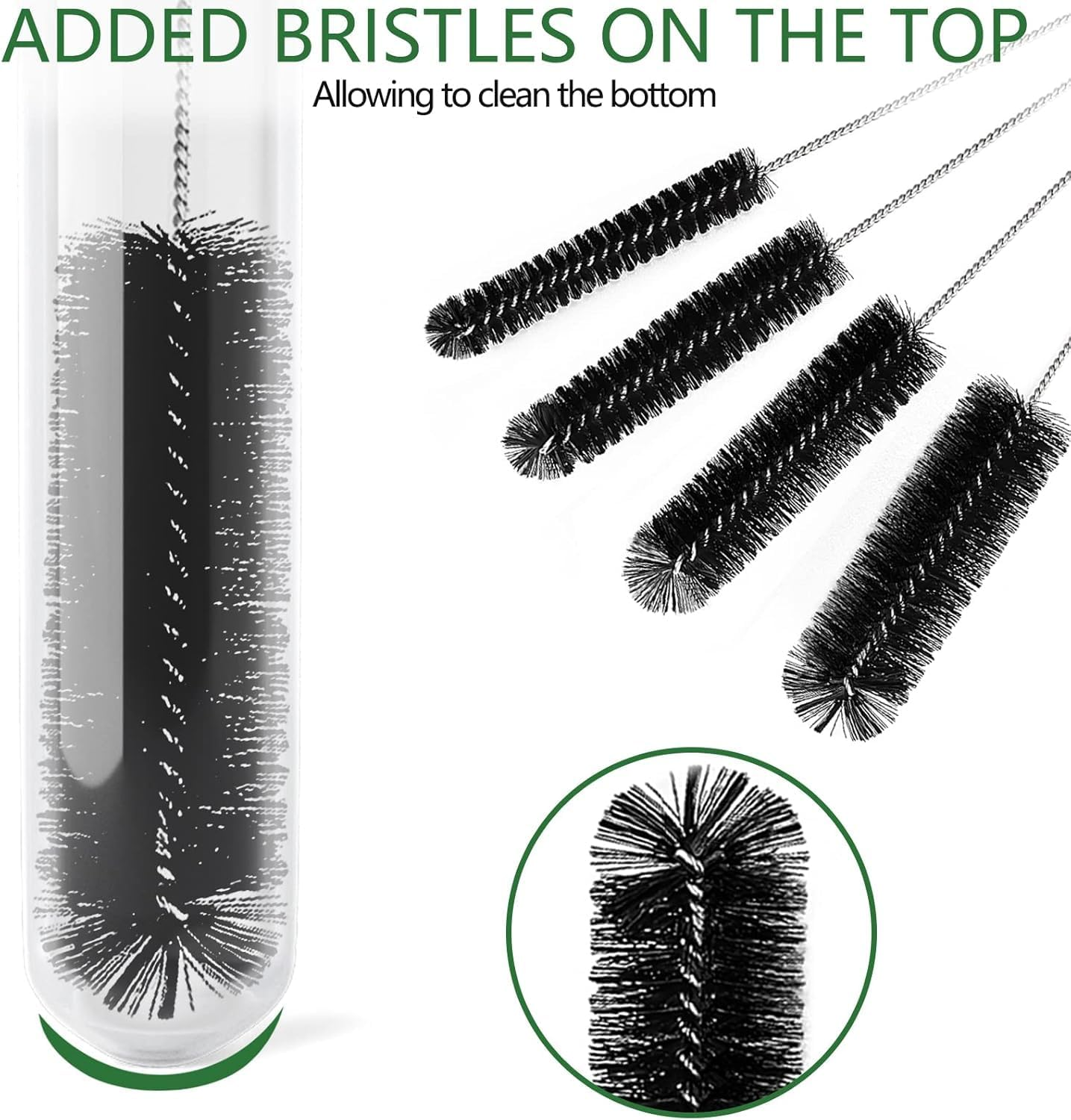 13 Piece Stainless Steel Flexible Cleaning Brush Set (8.2Inch), Durable Scrubbing Brushes for Straws, Bottles, Tubes, Pipes and Drains, Multi Size Cleaning Kit (0.11-1Inch), Duty and Reusable