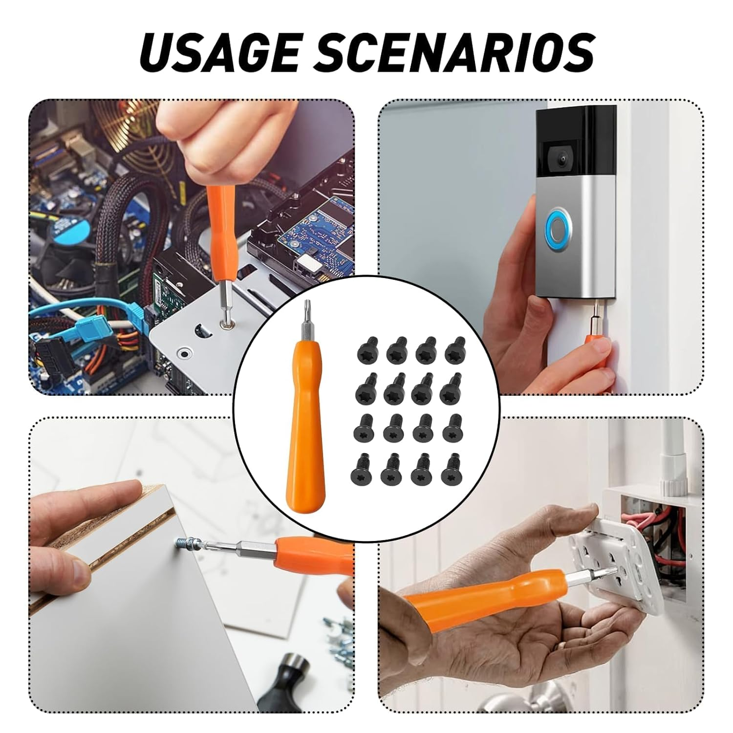 Doorbell Security Screw Kit Tamper-Proof Replacement Screws Driver for Ring 1 2 Pro anti Theft Installation Hardware 4 Screws Tool Included image number 4