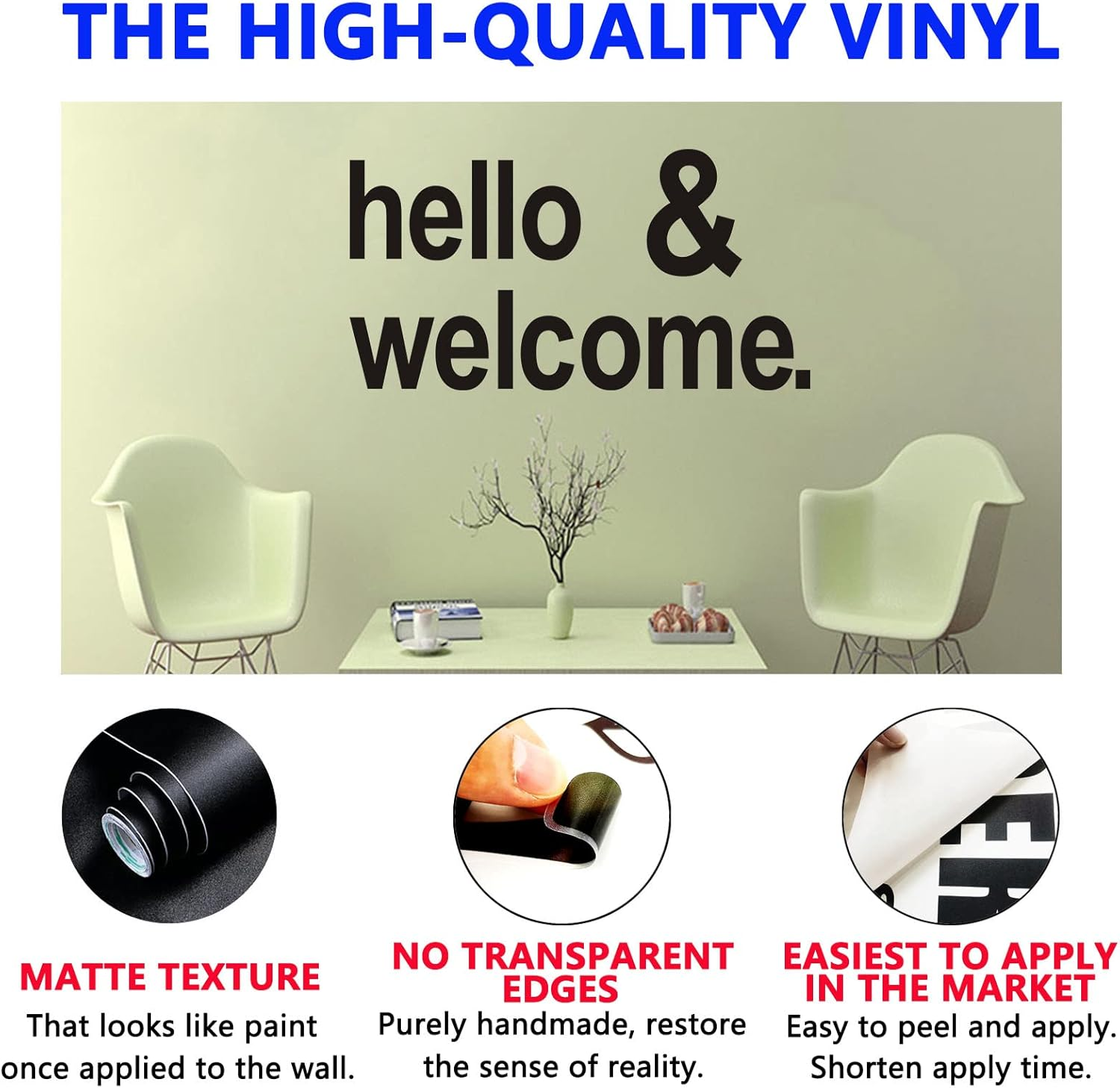 Wall Decal Stickers, Hello Welcome Stickers, (Easy to Apply), Front Door Inspirational Motivational Quotes, Office Gym Classroom School Nursery Playroom, Farmhouse Porch Pantry Teamwork Work Success Business Shop Yoga Room Welcome Center Positive Saying Home Vinyl Decor Art Sign Word 21"X11" image number 6